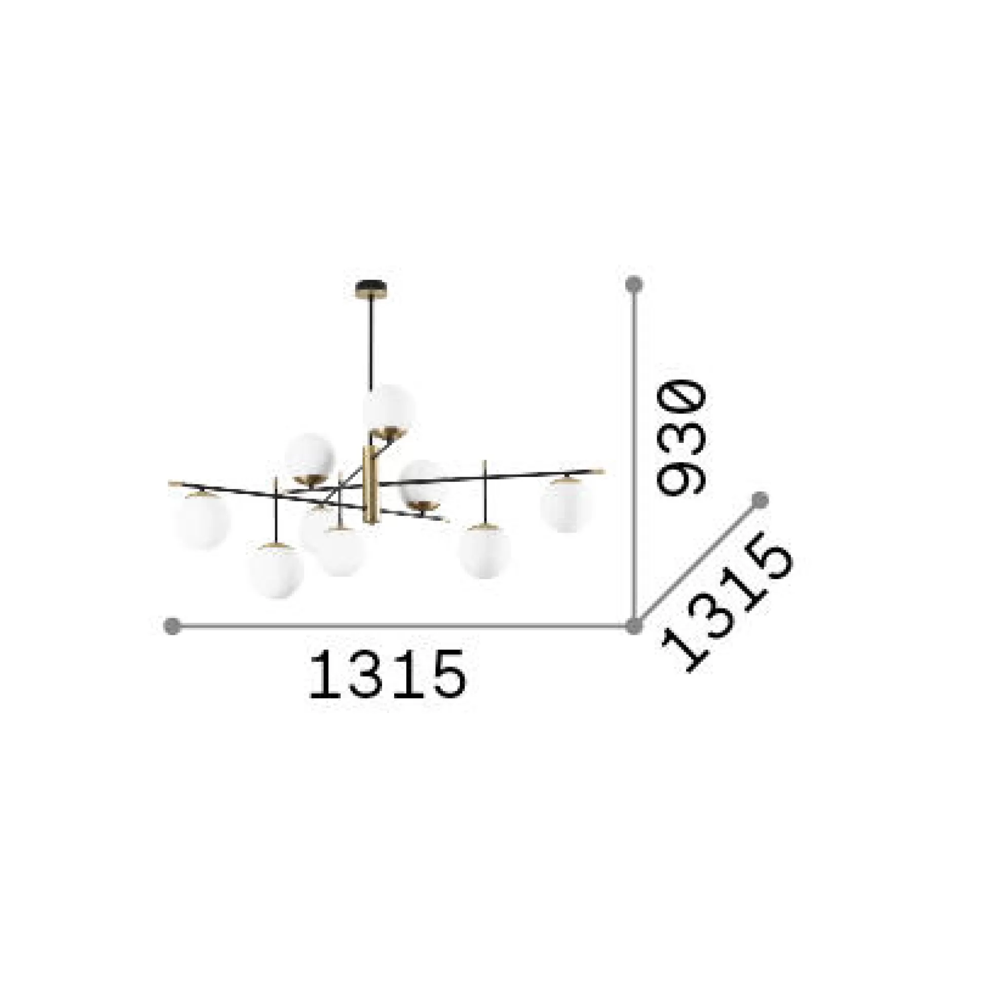 Dmora Lampade Da Soffitto<Ideal-Lux - Lampada da soffitto GOURMET PL9, 132 x 132 x h93 cm,