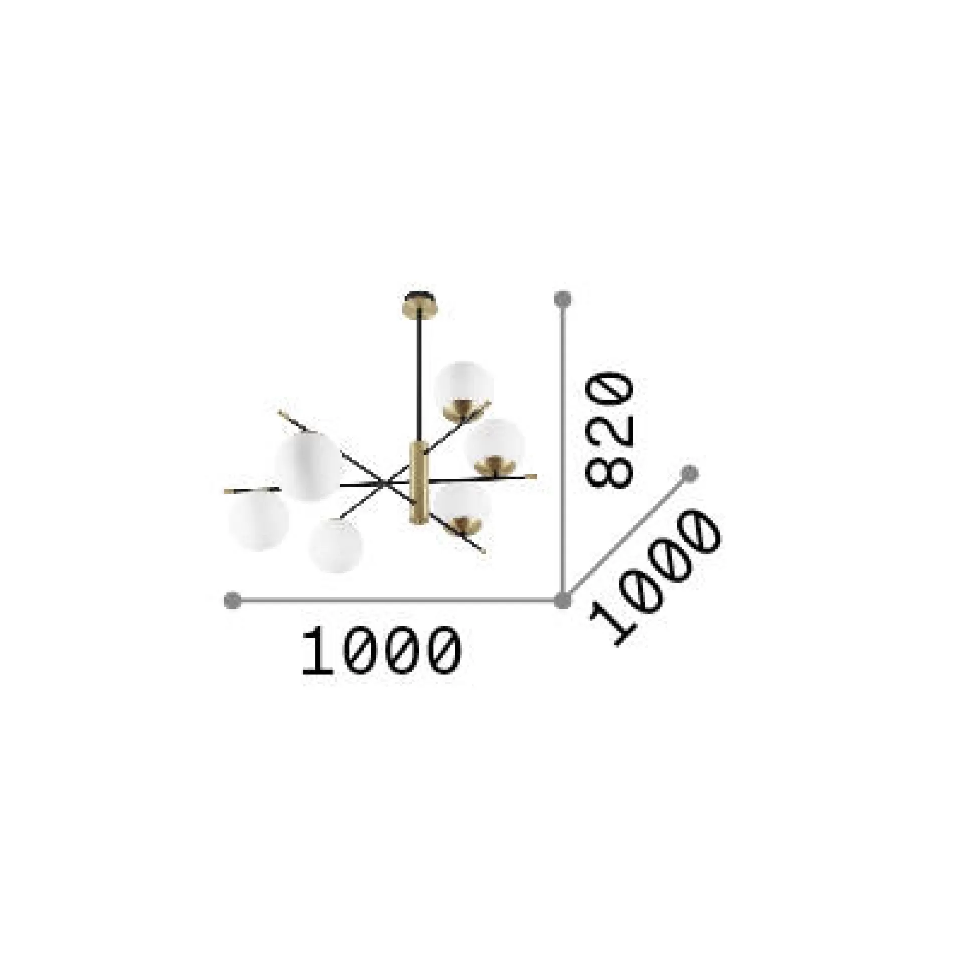 Dmora Lampade Da Soffitto<Ideal-Lux - Lampada da soffitto GOURMET PL6, 100 x 100 x h82 cm,