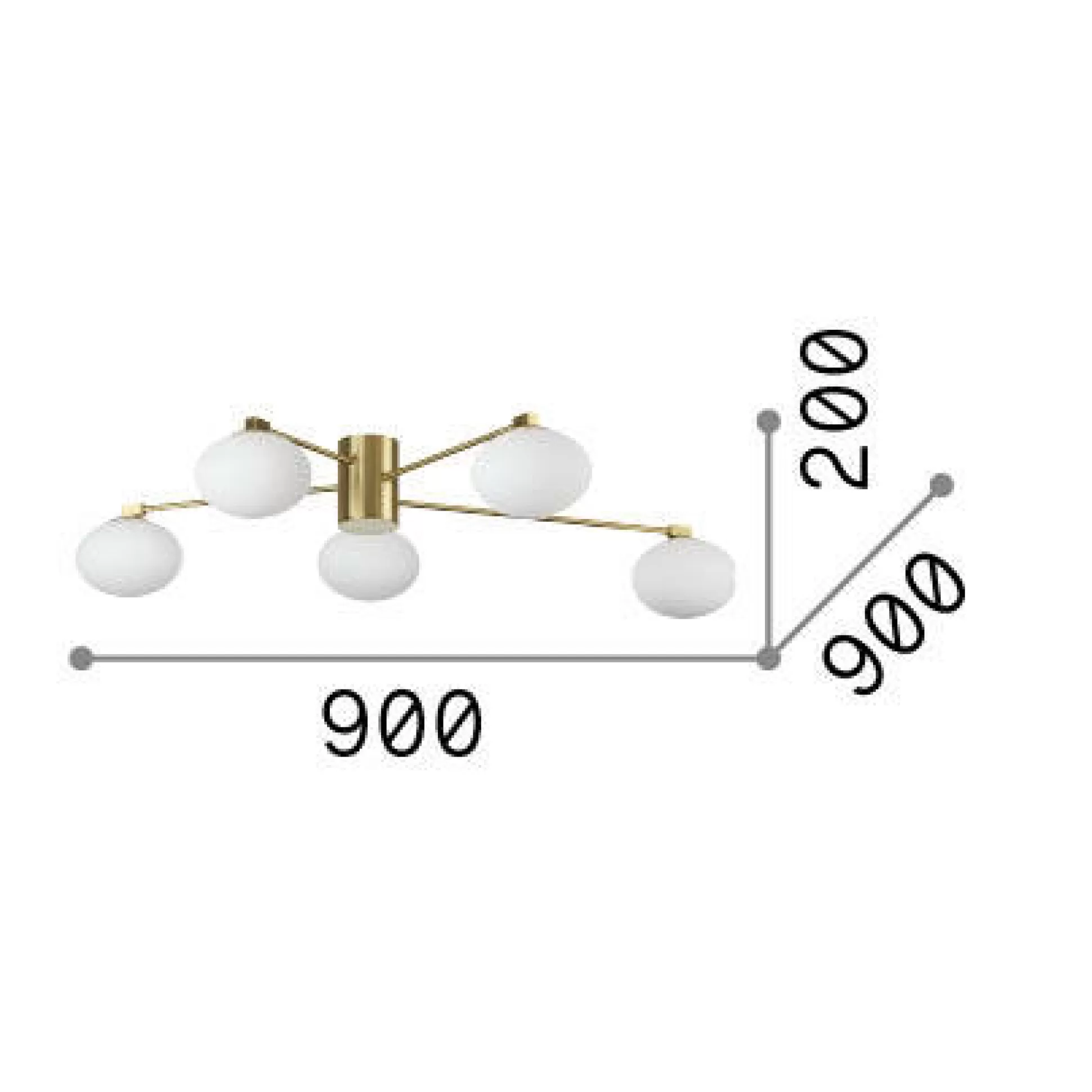Dmora Lampade Da Soffitto<Ideal-Lux - Lampada da soffitto HERMES PL5 D90 , 90 x 90 x h20 cm,