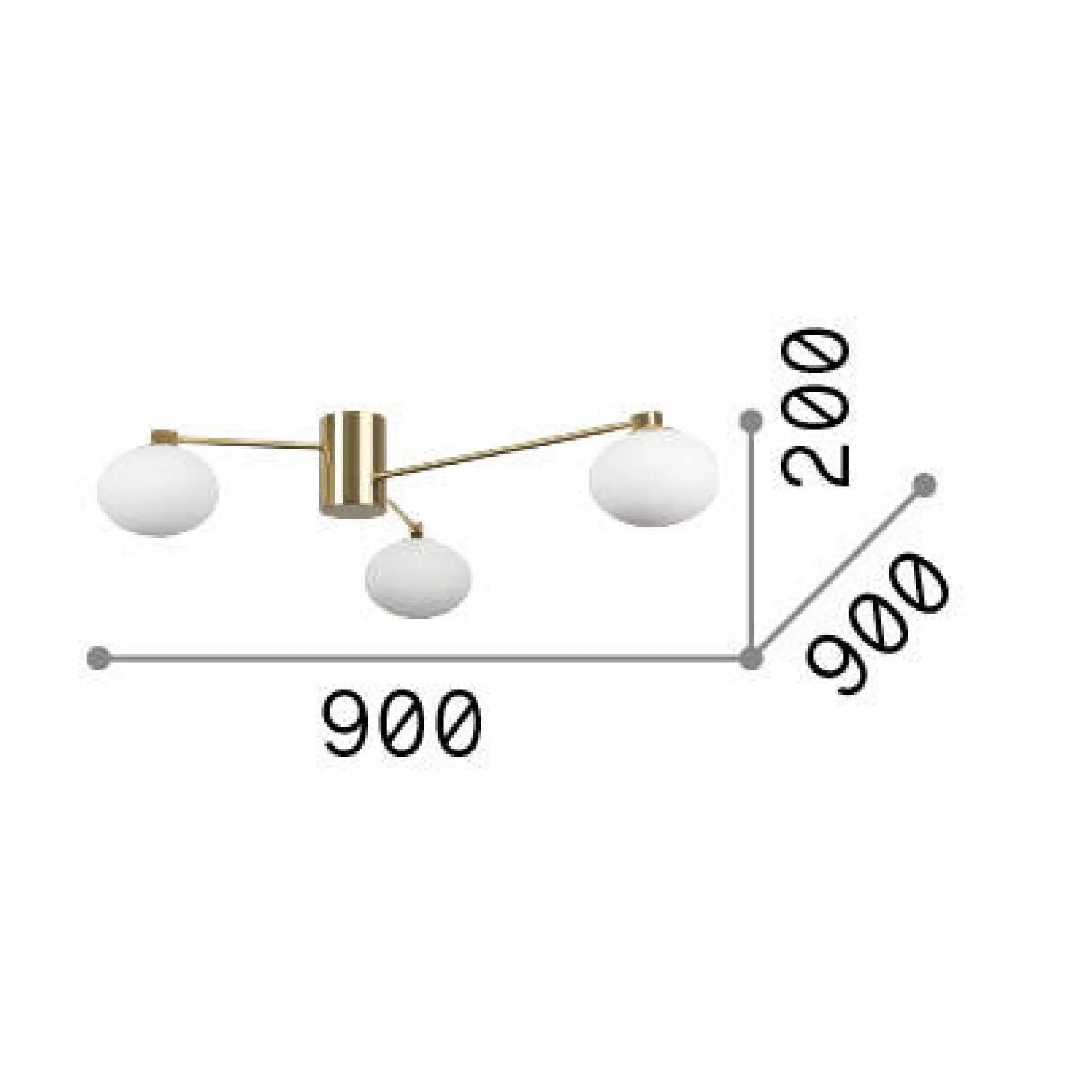 Dmora Lampade Da Soffitto<Ideal-Lux - Lampada da soffitto HERMES PL3 D90 , 90 x 90 x h20 cm,