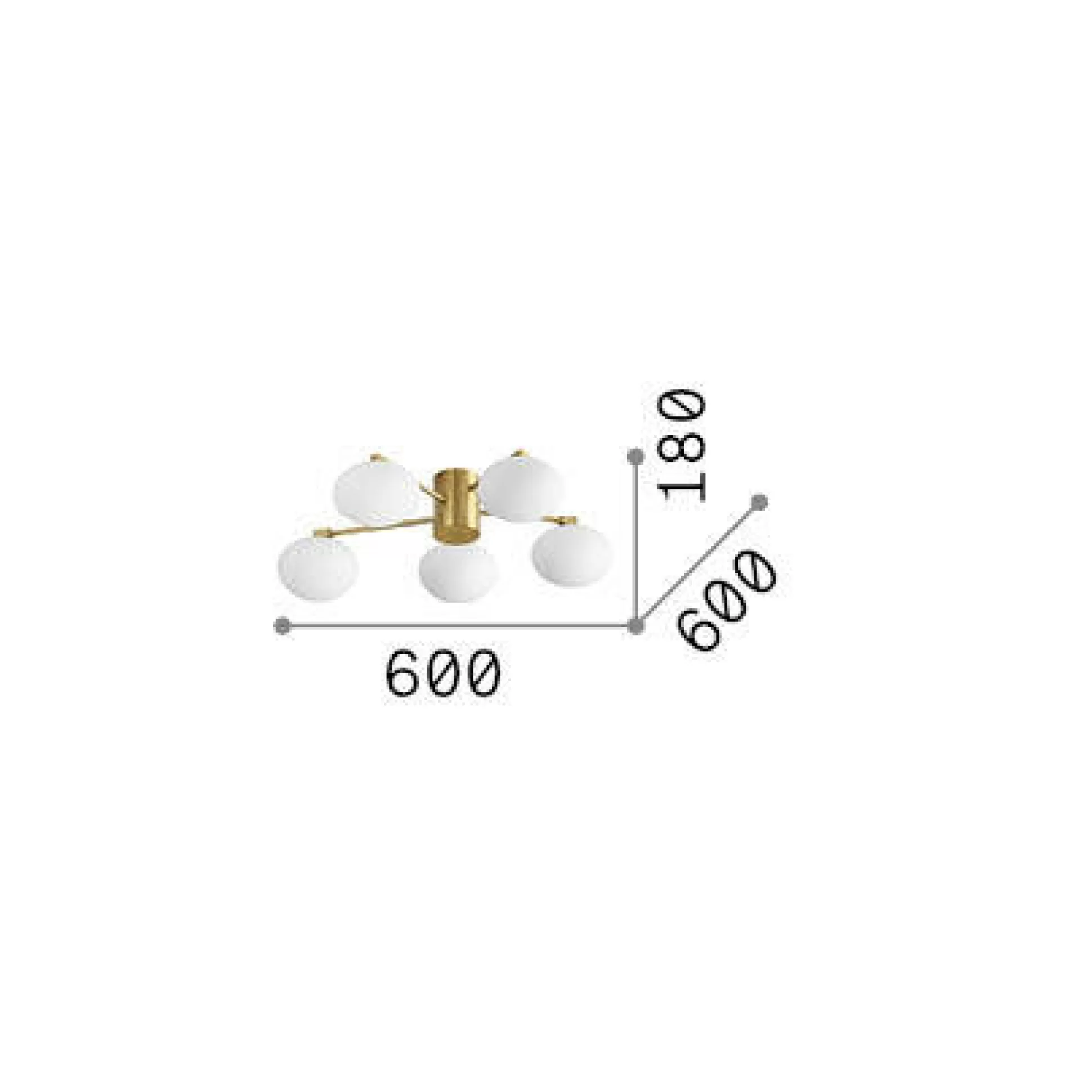 Dmora Lampade Da Soffitto<Ideal-Lux - Lampada da soffitto HERMES PL5 D60 , 60 x 60 x h18 cm,
