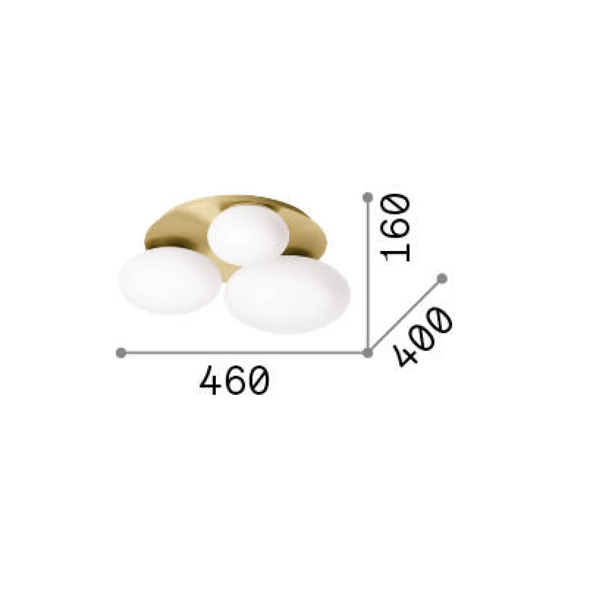 Dmora Lampade Da Soffitto<Ideal-Lux - Lampada da soffitto NINFEA PL3 , 46 x 40 x h16 cm,