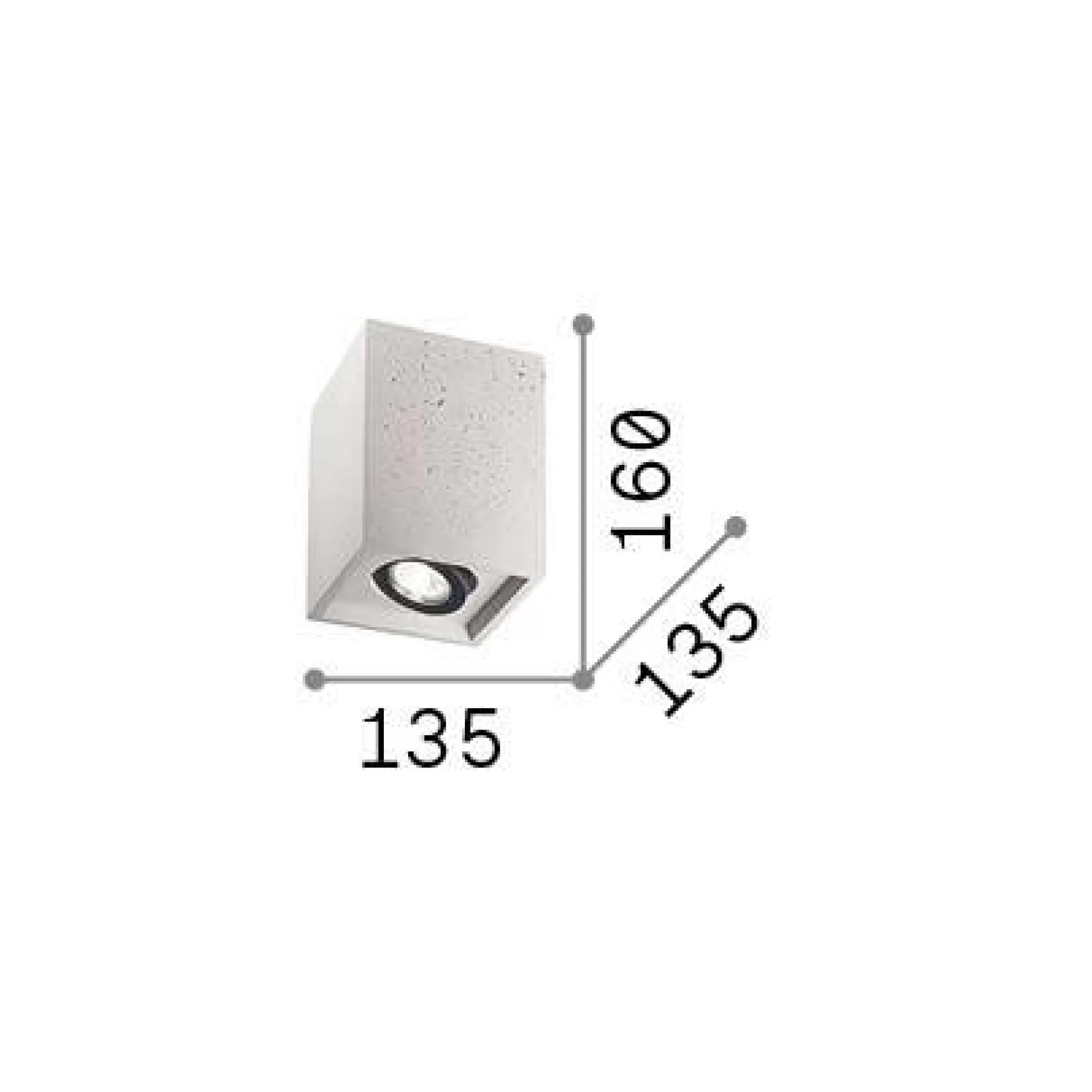 Dmora Lampade Da Soffitto<Ideal-Lux - Lampada da soffitto OAK PL1 SQUARE CEMENTO, 14 x 14 x h16 cm,