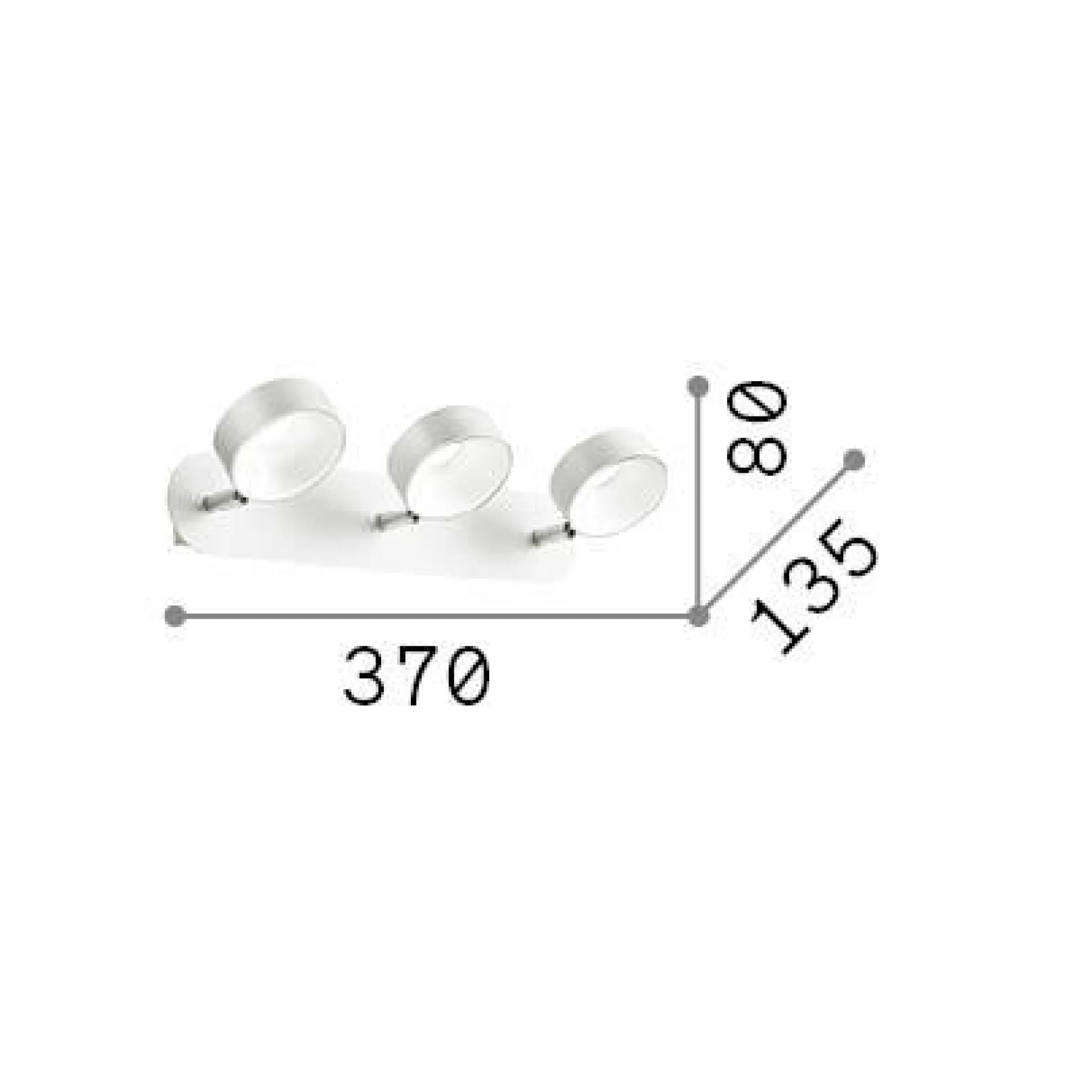 Dmora Lampade Da Soffitto<Ideal-Lux - Lampada da soffitto OBY PL3, 37 x 8 x h14 cm,