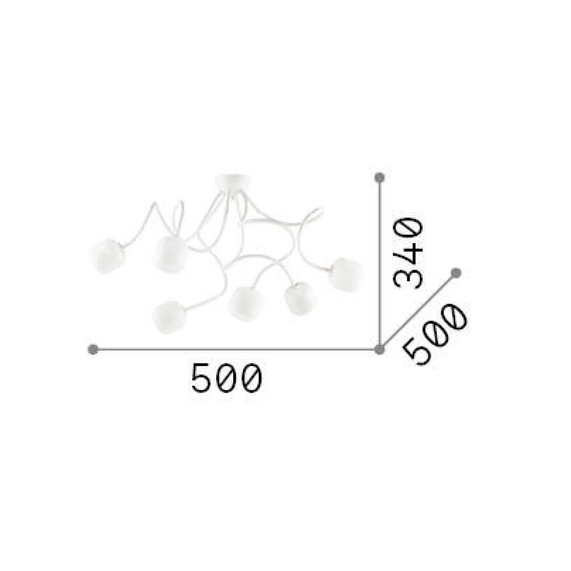 Dmora Lampade Da Soffitto<Ideal-Lux - Lampada da soffitto OCTOPUS PL6 , 50 x 50 x h34 cm,