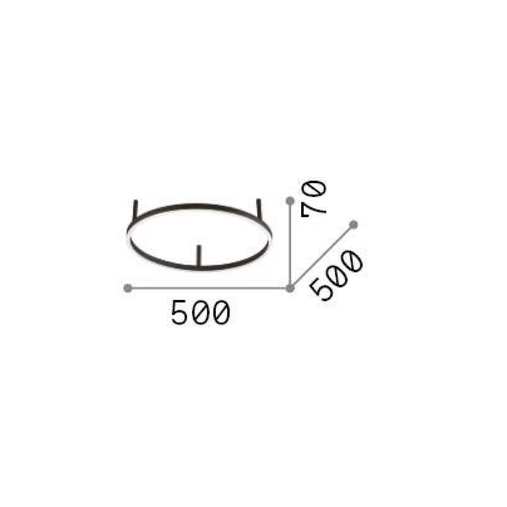 Dmora Lampade Da Soffitto<Ideal-Lux - Lampada da soffitto ORACLE SLIM PL D050 ROUND 3000K ON-OFF BK, 50 x 50 x h7 cm,