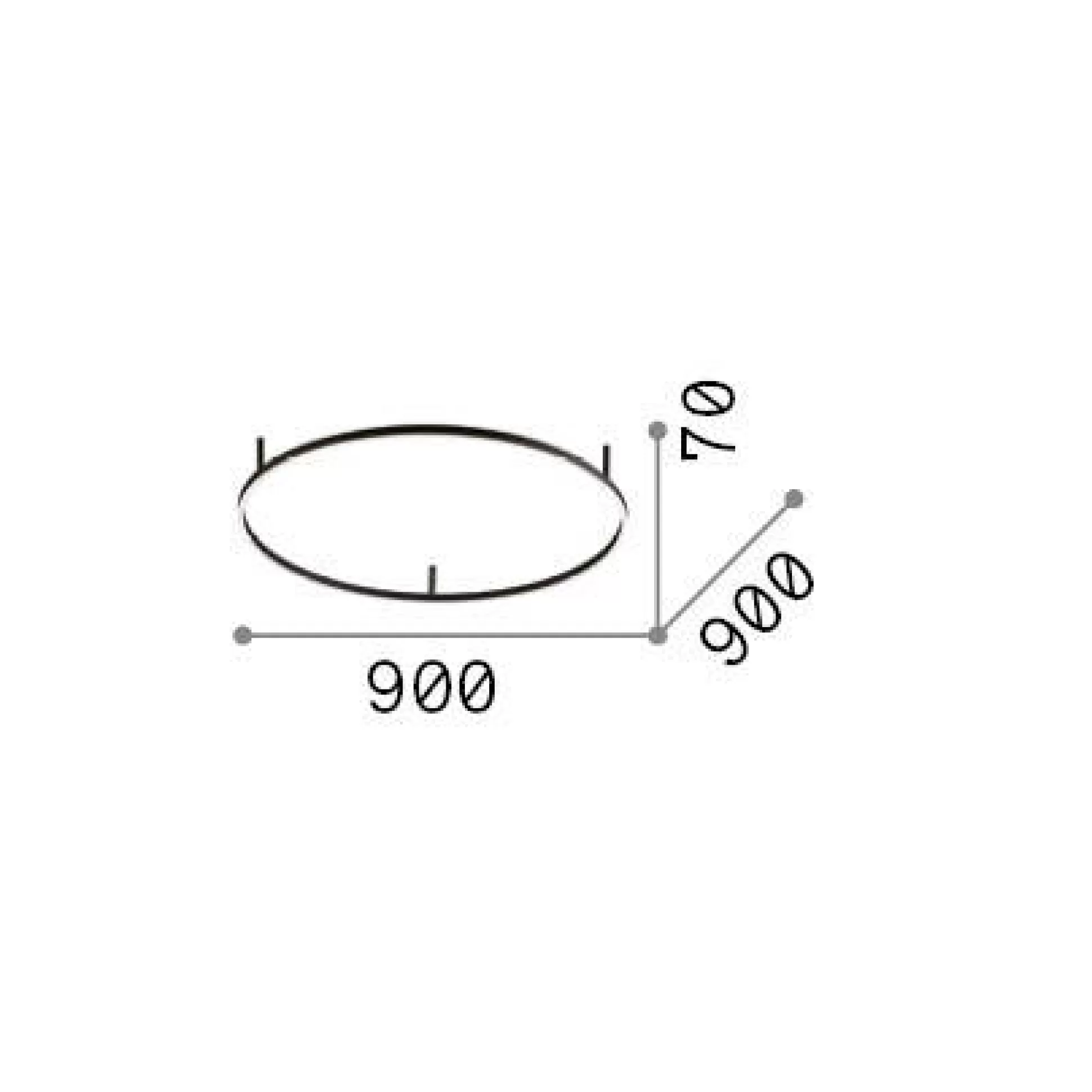 Dmora Lampade Da Soffitto<Ideal-Lux - Lampada da soffitto ORACLE SLIM PL D090 ROUND 3000K ON-OFF WH, 90 x 90 x h7 cm,