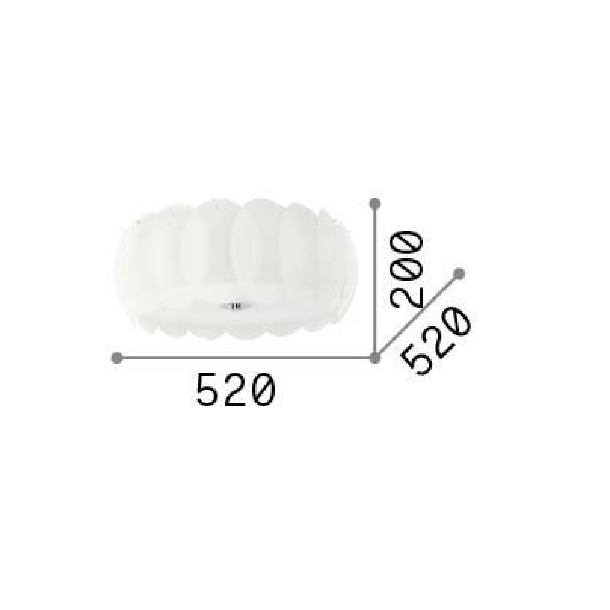 Dmora Lampade Da Soffitto<Ideal-Lux - Lampada da soffitto OVALINO PL8, 52 x 52 x h20 cm,