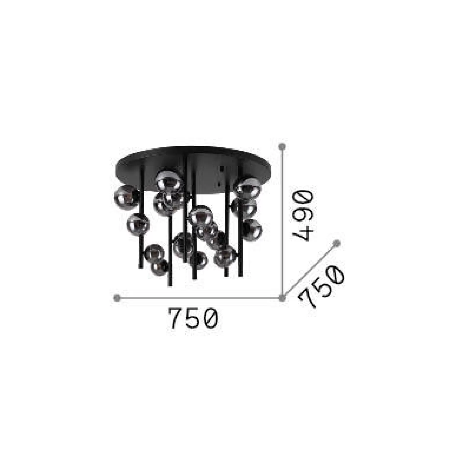 Dmora Lampade Da Soffitto<Ideal-Lux - Lampada da soffitto PERLAGE PL18 FUME', 75 x 75 x h51 cm,