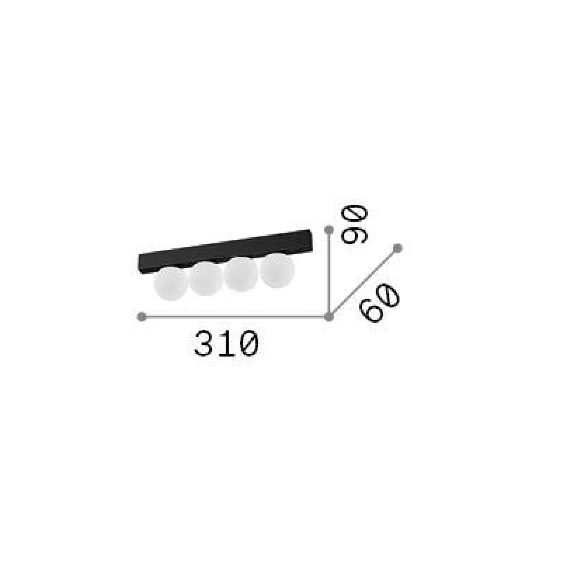 Dmora Lampade Da Soffitto<Ideal-Lux - Lampada da soffitto PING PONG PL4 , 31 x 6 x h9 cm,