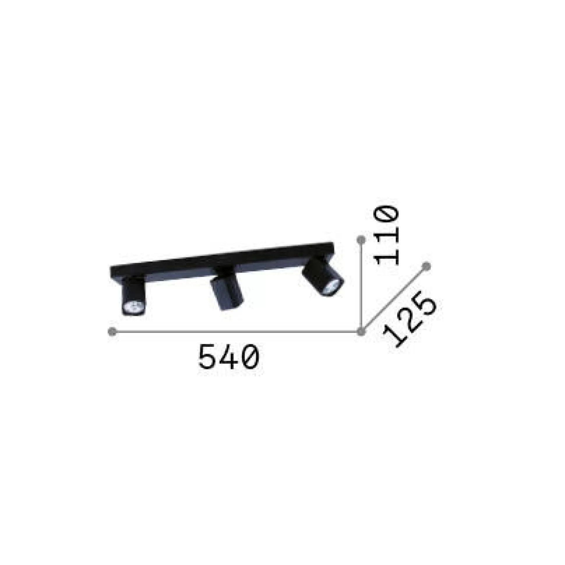 Dmora Lampade Da Soffitto<Ideal-Lux - Lampada da soffitto RUDY PL3 SQUARE , 54 x 13 x h9 cm,