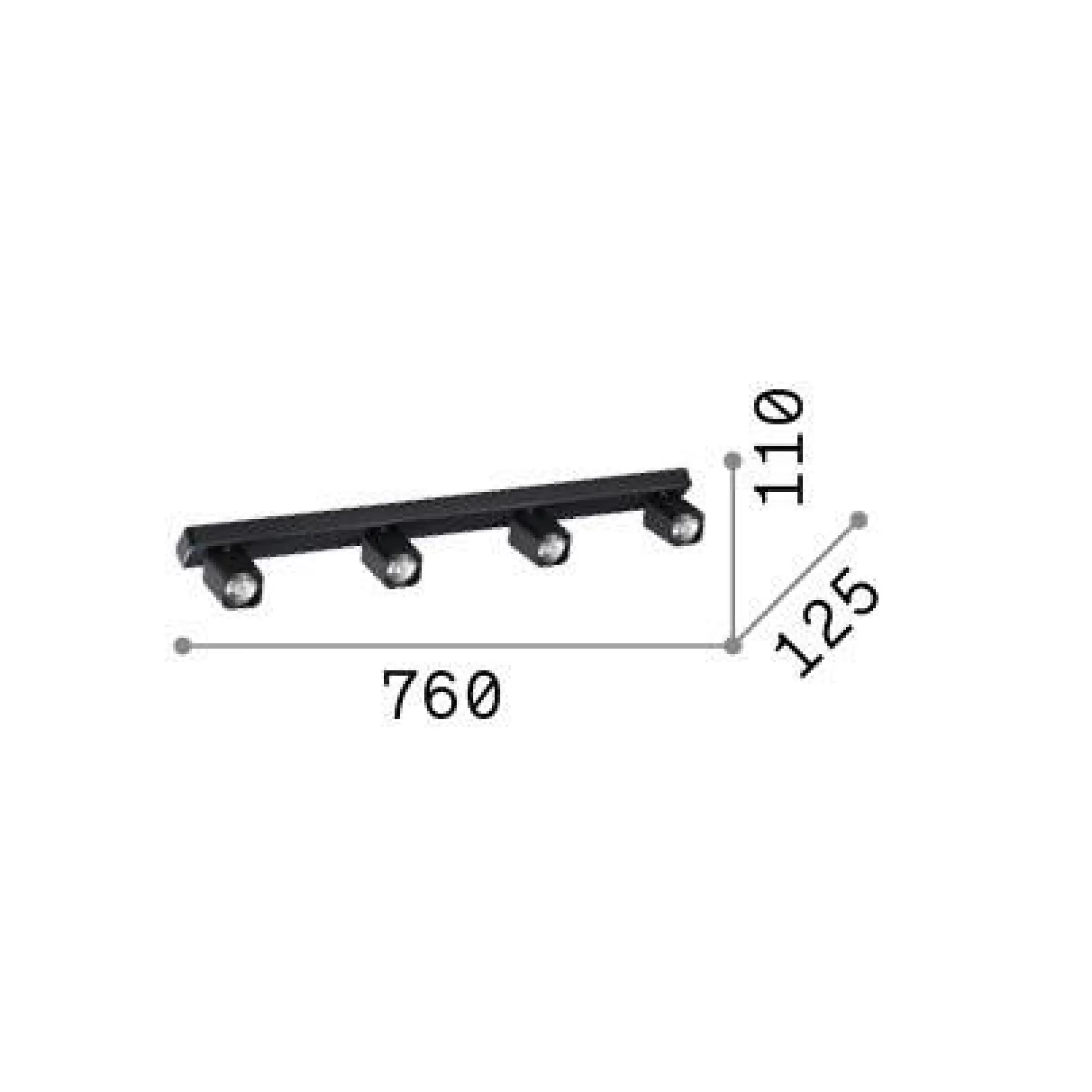 Dmora Lampade Da Soffitto<Ideal-Lux - Lampada da soffitto RUDY PL4 SQUARE , 76 x 13 x h9 cm,