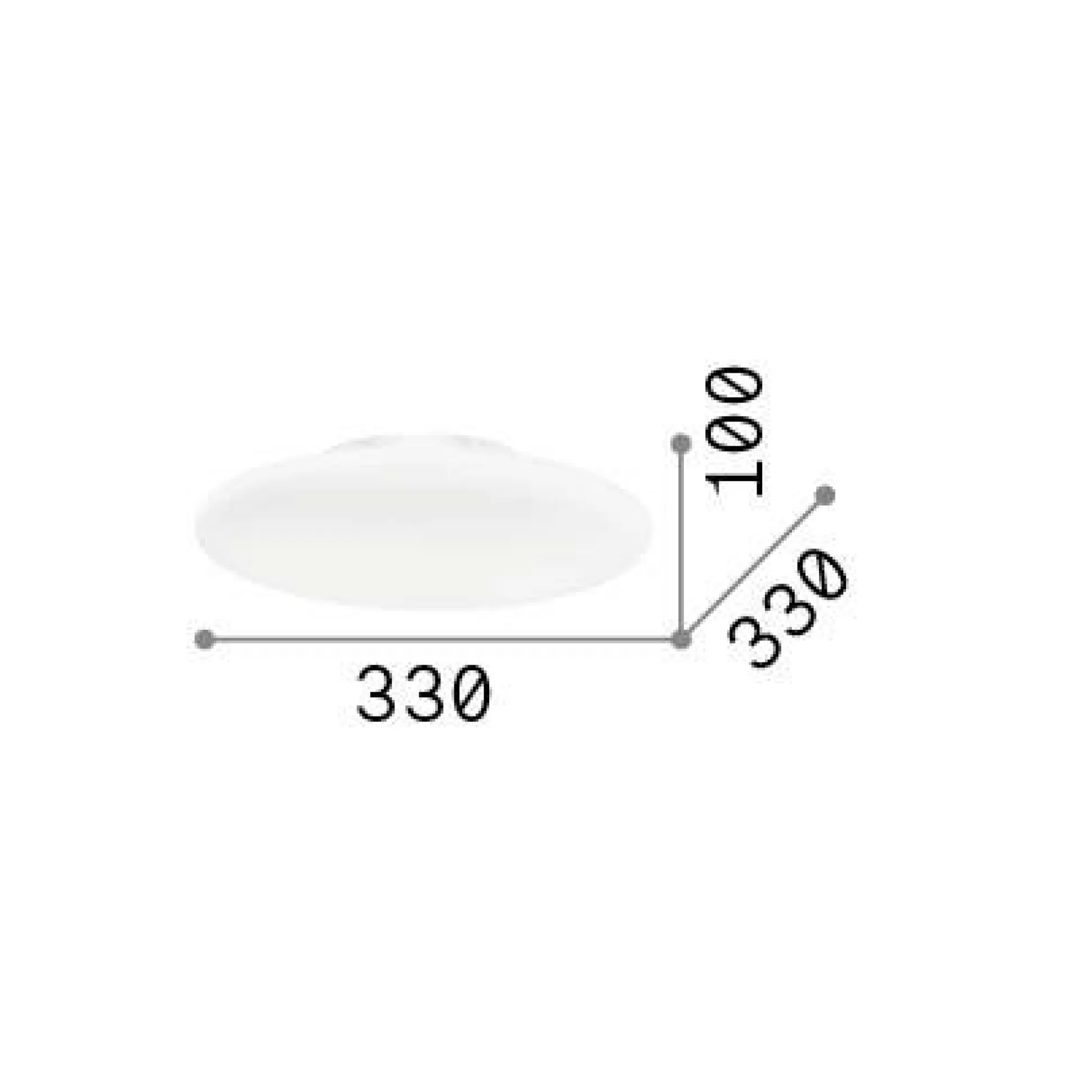 Dmora Lampade Da Soffitto<Ideal-Lux - Lampada da soffitto SMARTIES PL1 D33, 33 x 33 x h10 cm,