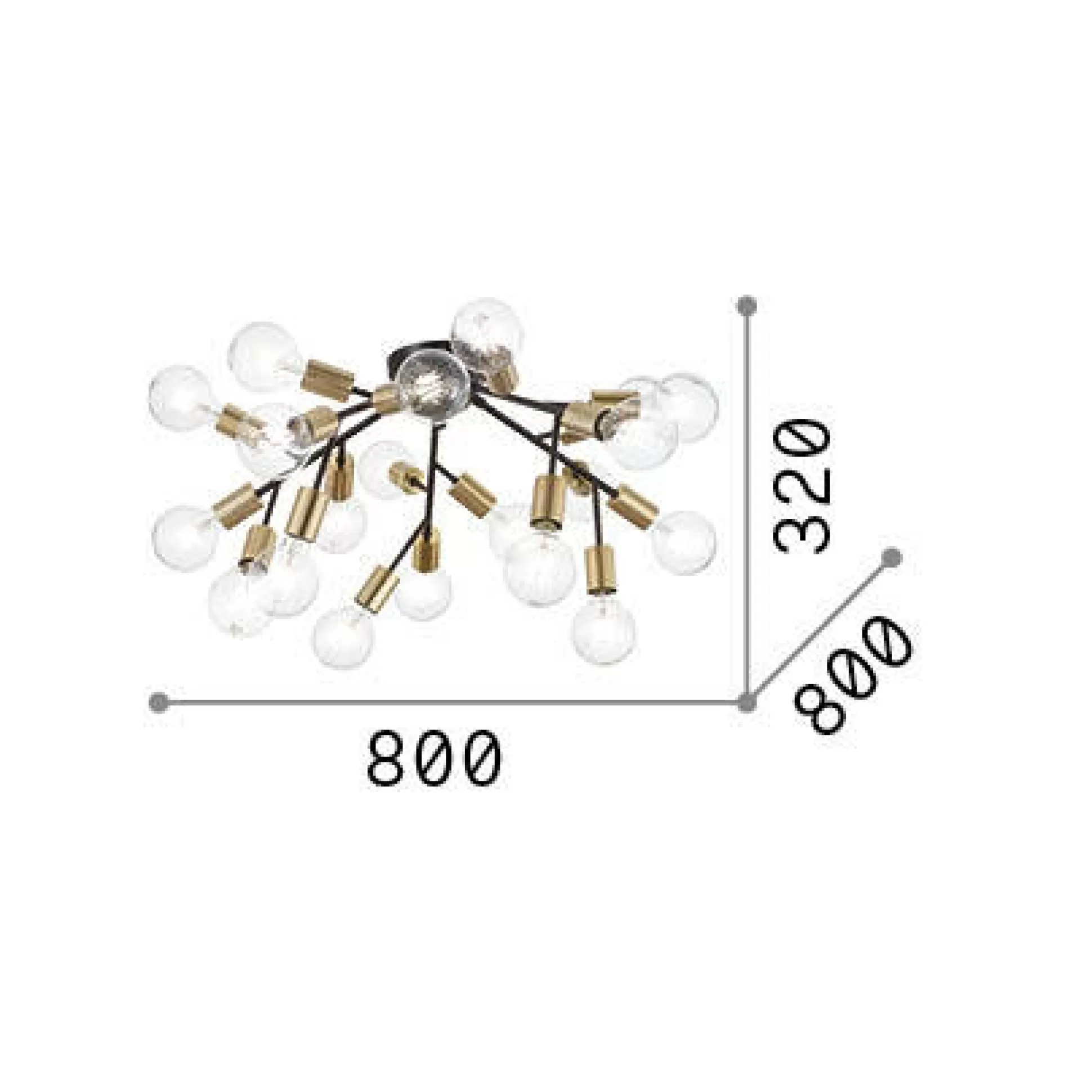 Dmora Lampade Da Soffitto<Ideal-Lux - Lampada da soffitto SPARK PL20, 80 x 80 x h32 cm,