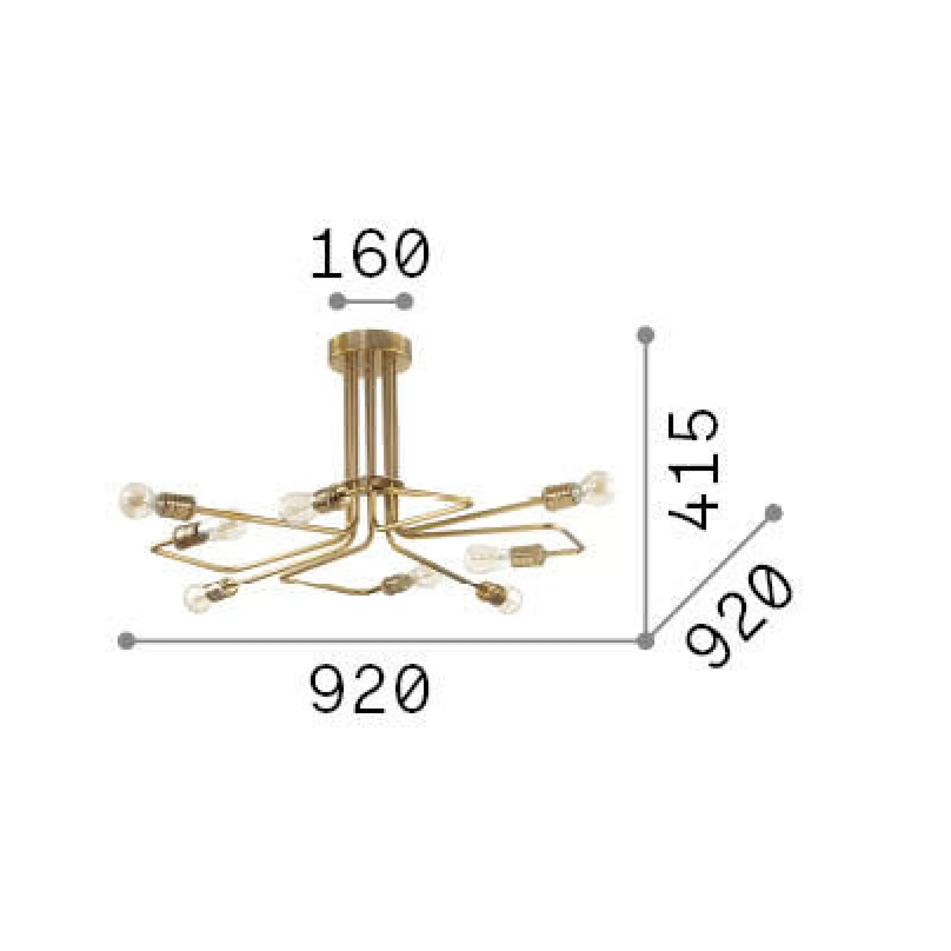 Dmora Lampade Da Soffitto<Ideal-Lux - Lampada da soffitto TRIUMPH PL8 , 92 x 92 x h42 cm,
