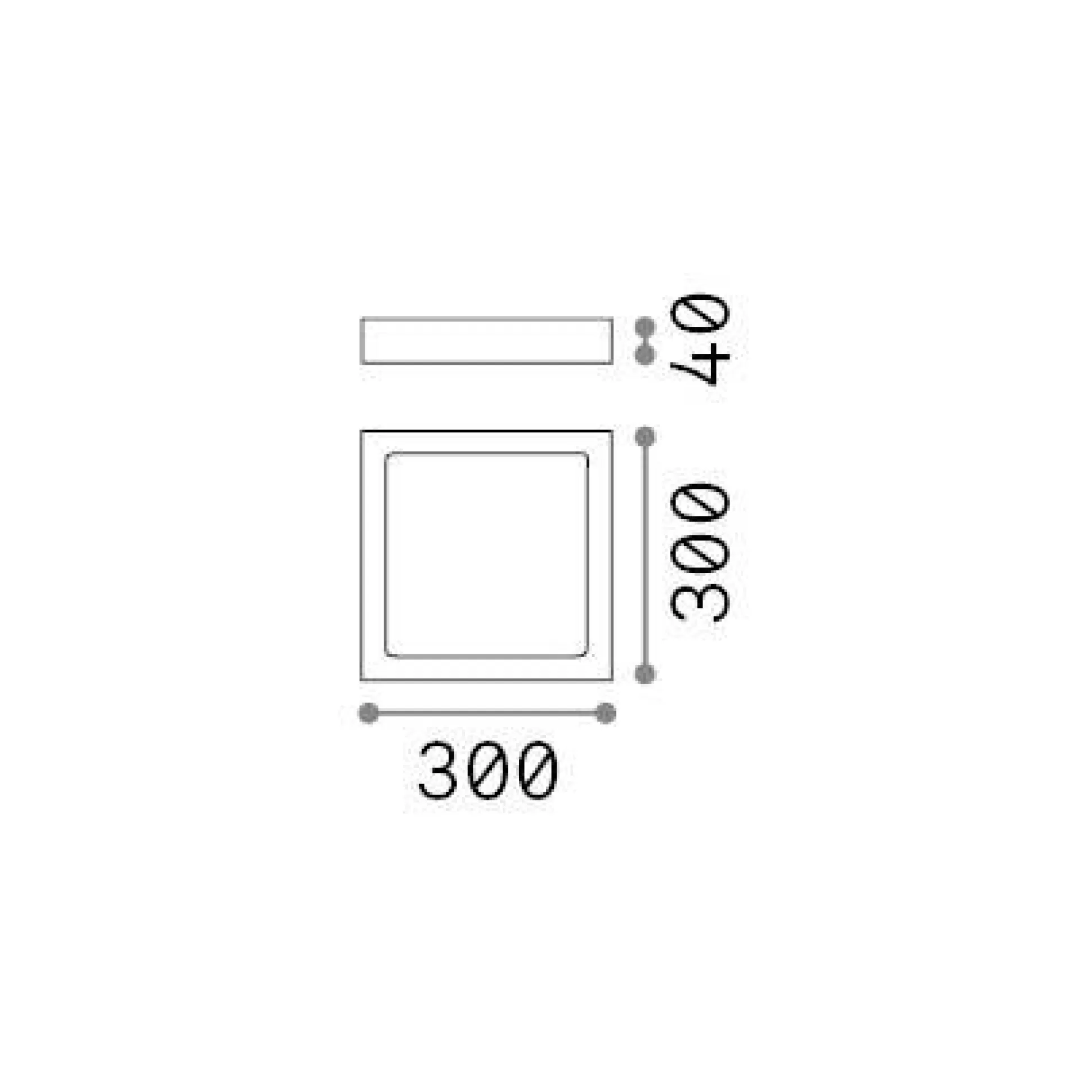 Dmora Lampade Da Soffitto<Ideal-Lux - Lampada da soffitto UNIVERSAL PL D30 SQUARE 3000K, 30 x 30 x h4 cm,