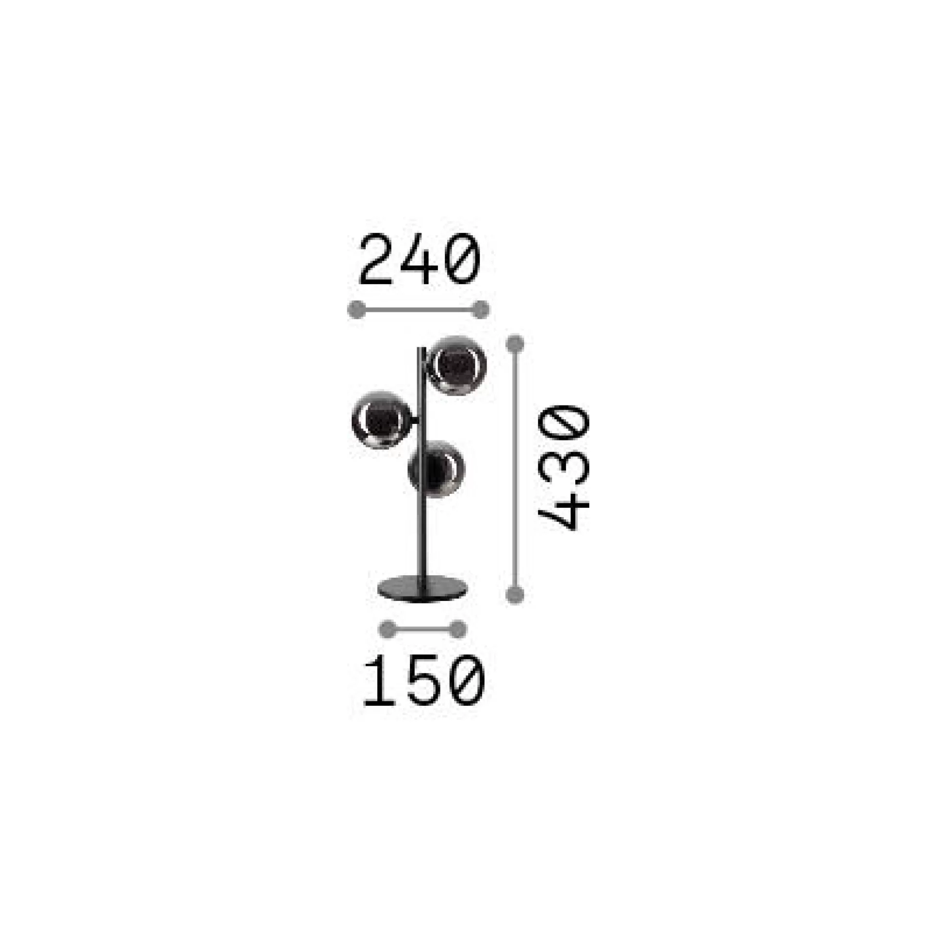 Dmora Lampade Da Tavolo<Ideal-Lux - Lampada da tavolo PERLAGE TL3 FUME', 24 x 24 x h43 cm,