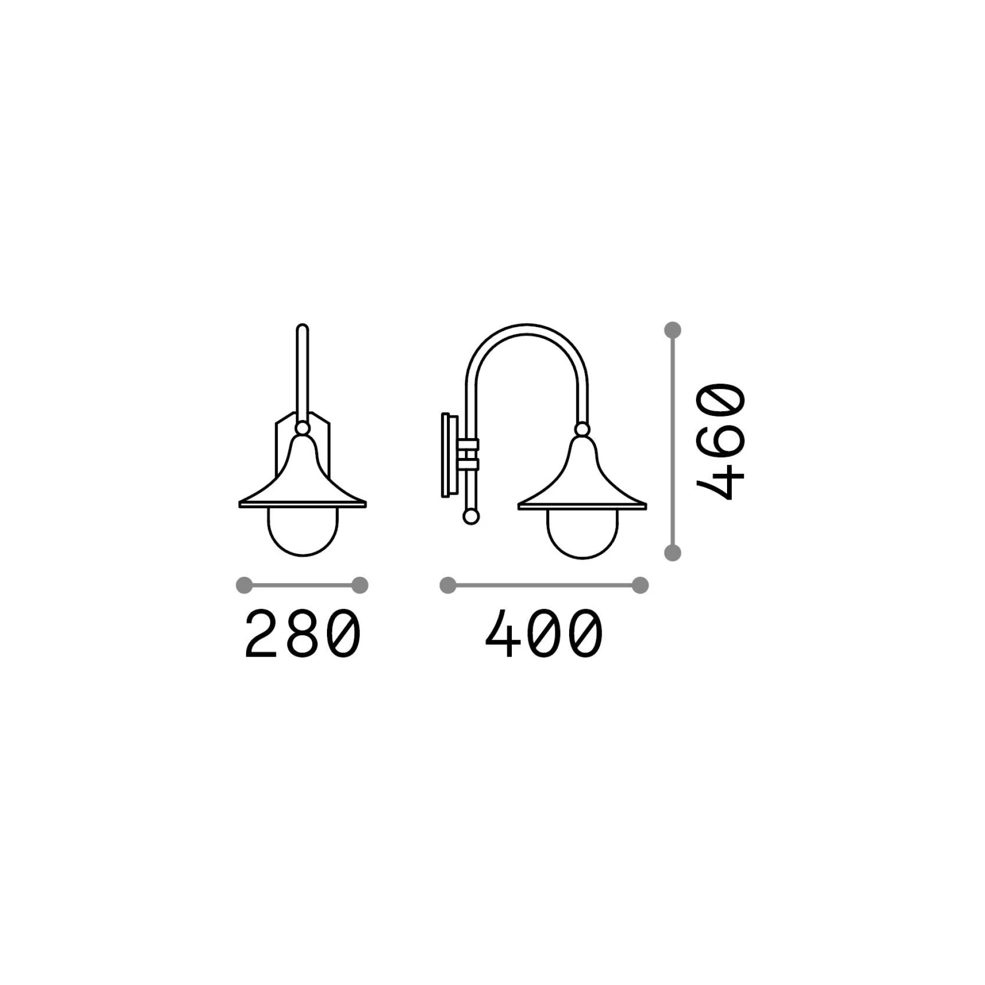Dmora Lampade Outdoor<Ideal-Lux - Lampada outdoor CIMA AP1 , 28 x 46 x h40 cm,