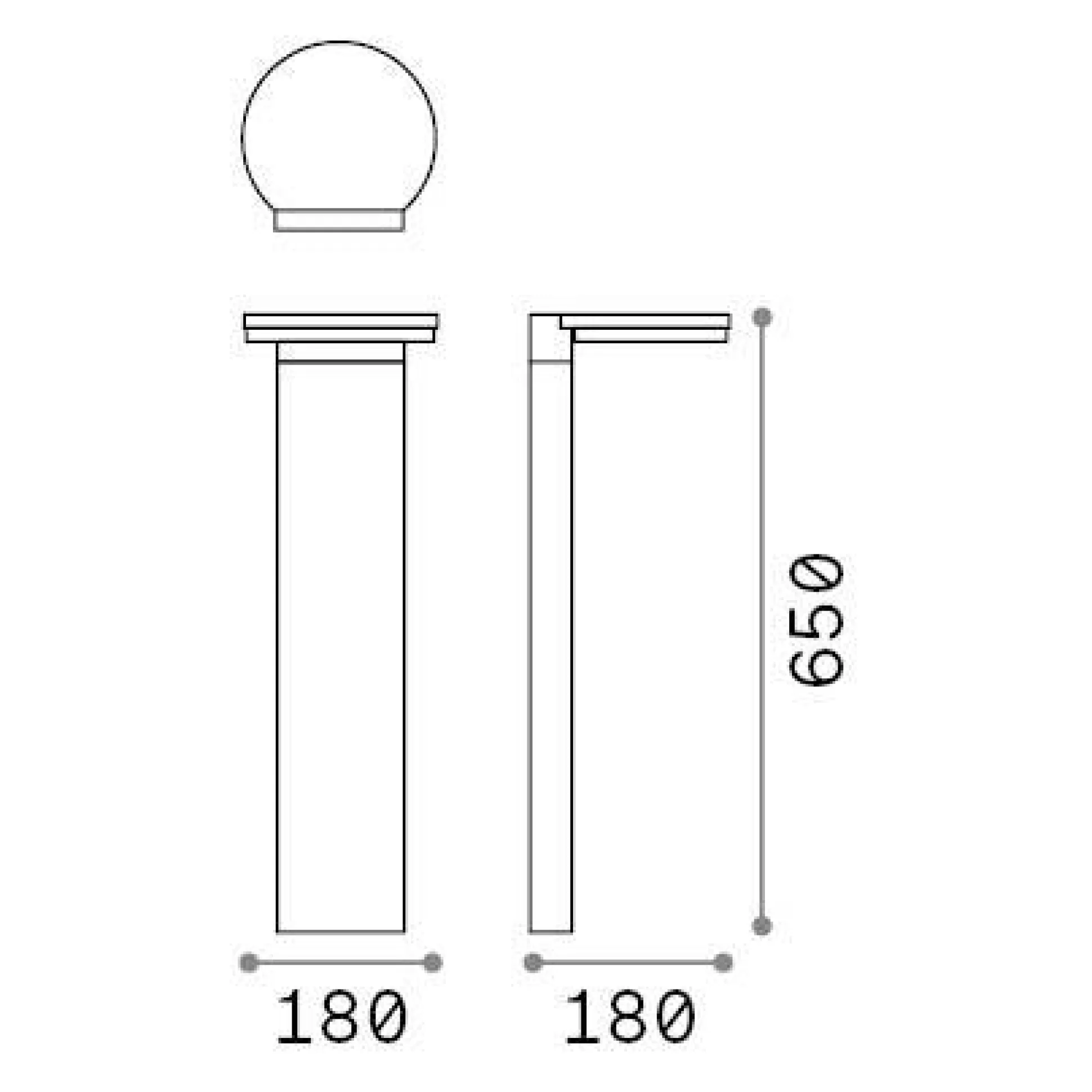 Dmora Lampade Outdoor<Ideal-Lux - Lampada outdoor PATH PT ROUND 4000K, 18 x 18 x h65 cm,