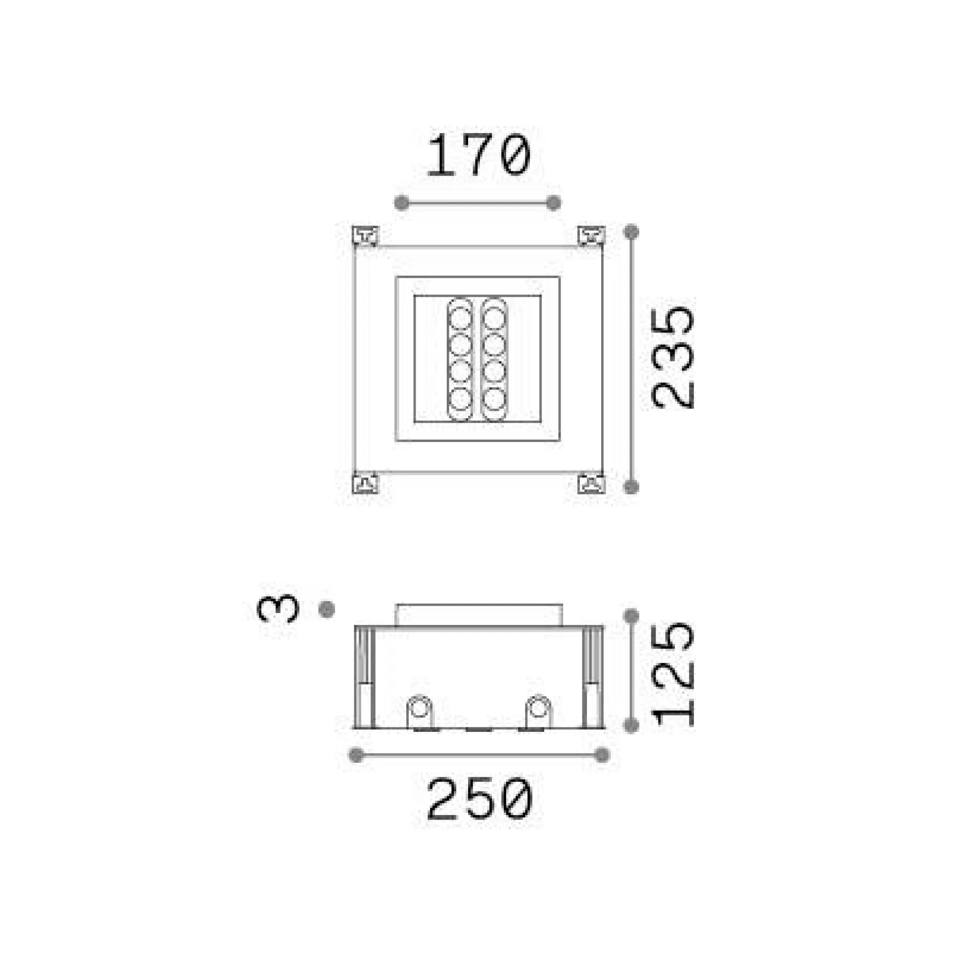 Dmora Lampade Outdoor<Ideal-Lux - Lampada outdoor TAURUS PT D17 ACCENT SQUARE, 25 x 24 x h13 cm,