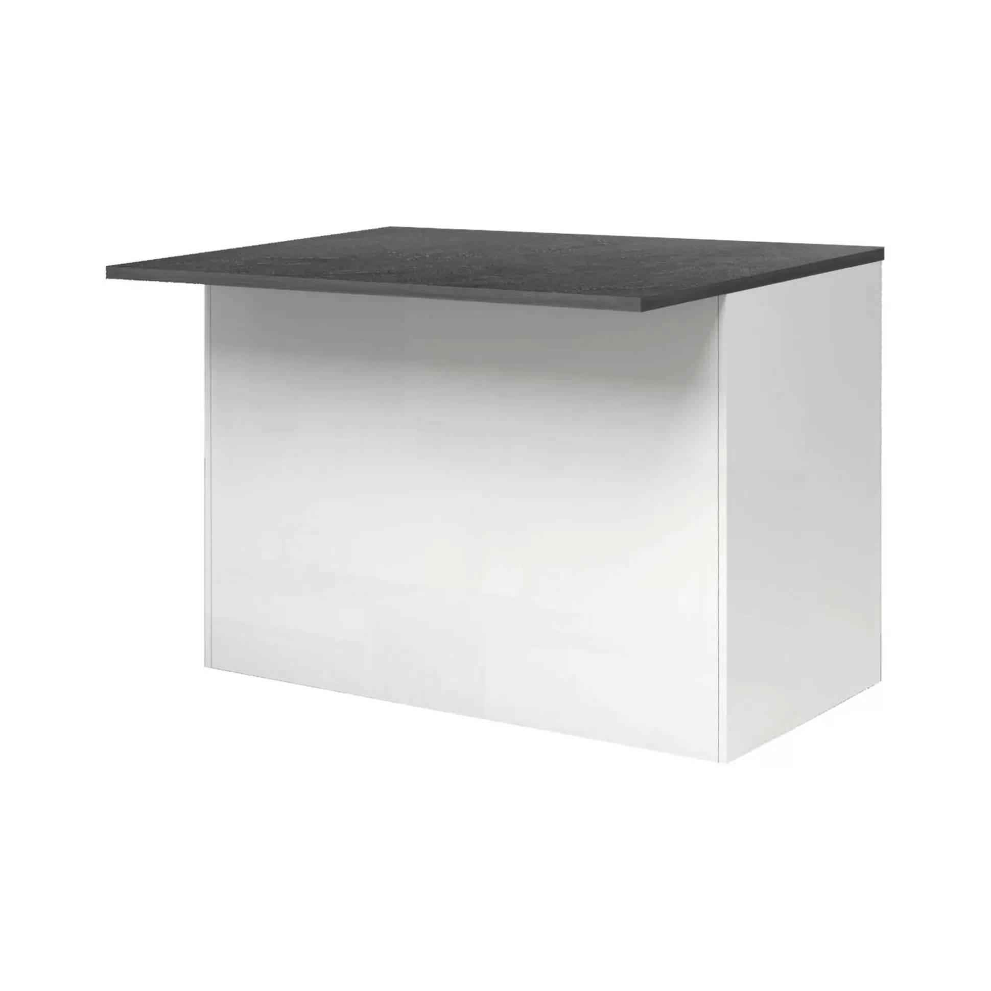Dmora Mobili Dispensa<Isola da cucina Daffaticat, 125x90h90 cm, Bianco lucido e Ardesia