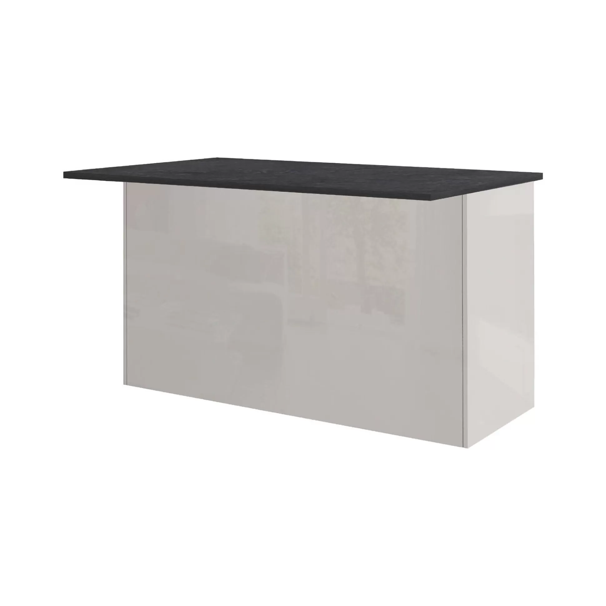 Dmora Mobili Dispensa<Isola da cucina Tartaro, 155x90h90 cm, Bianco lucido e Ardesia