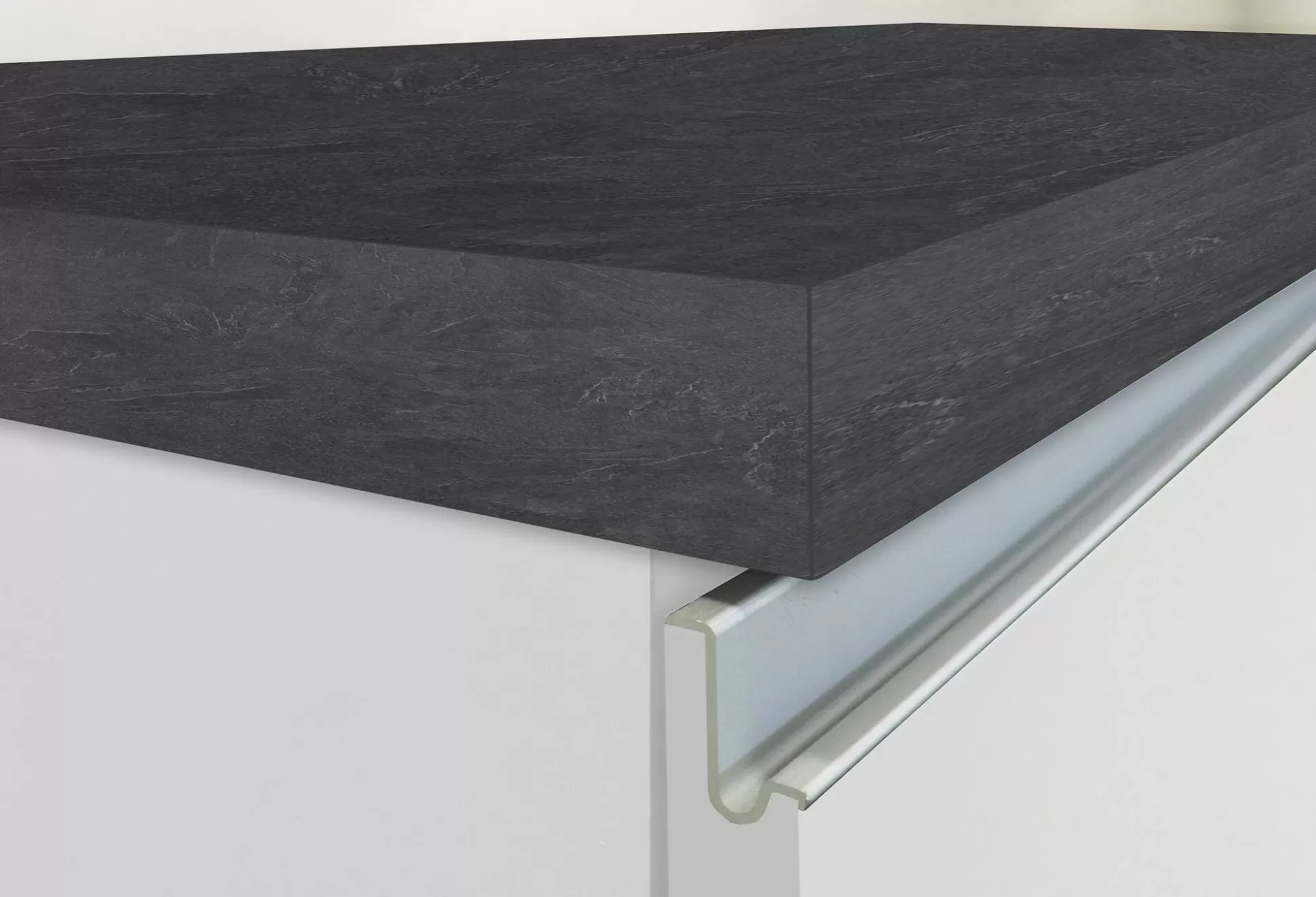 Dmora Mobili Dispensa<Isola da cucina Tartaro, 155x90h90 cm, Bianco lucido e Ardesia