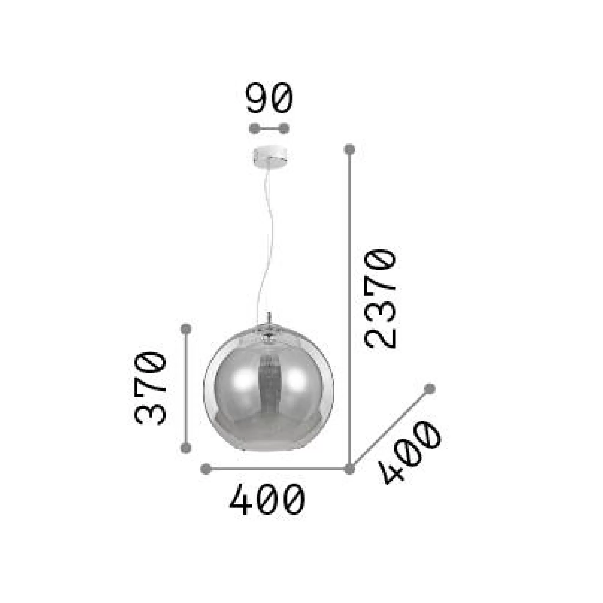 Dmora Lampade A Sospensione<Lampada a sospensione NEMO SP1 D40 FUME', Lampadario, Luminare sospeso, Lampada a pendente, 40x40h62 cm,