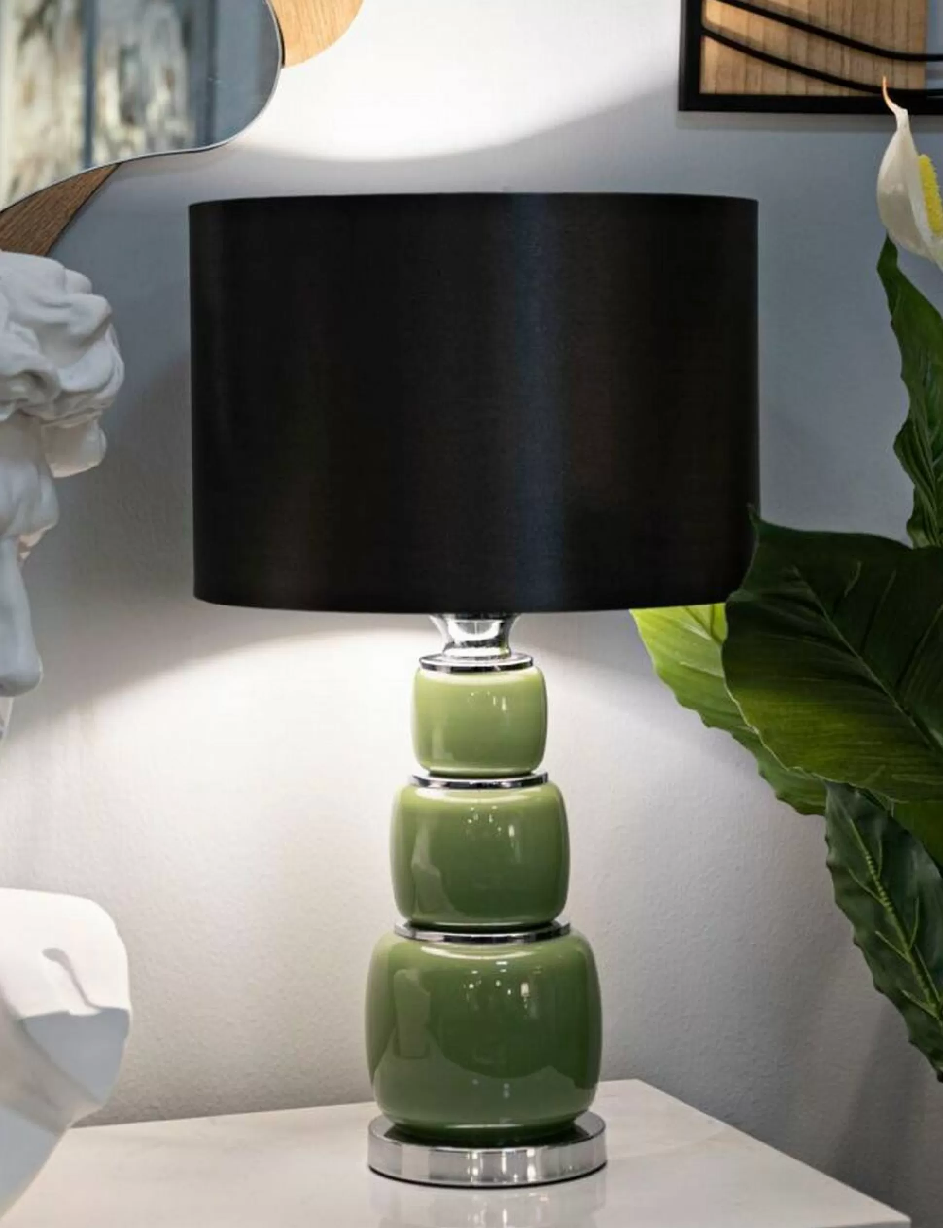 Dmora Lampade Da Tavolo<Lampada da tavolo Castino, 33x33 h57 cm, Bianco e Grigio