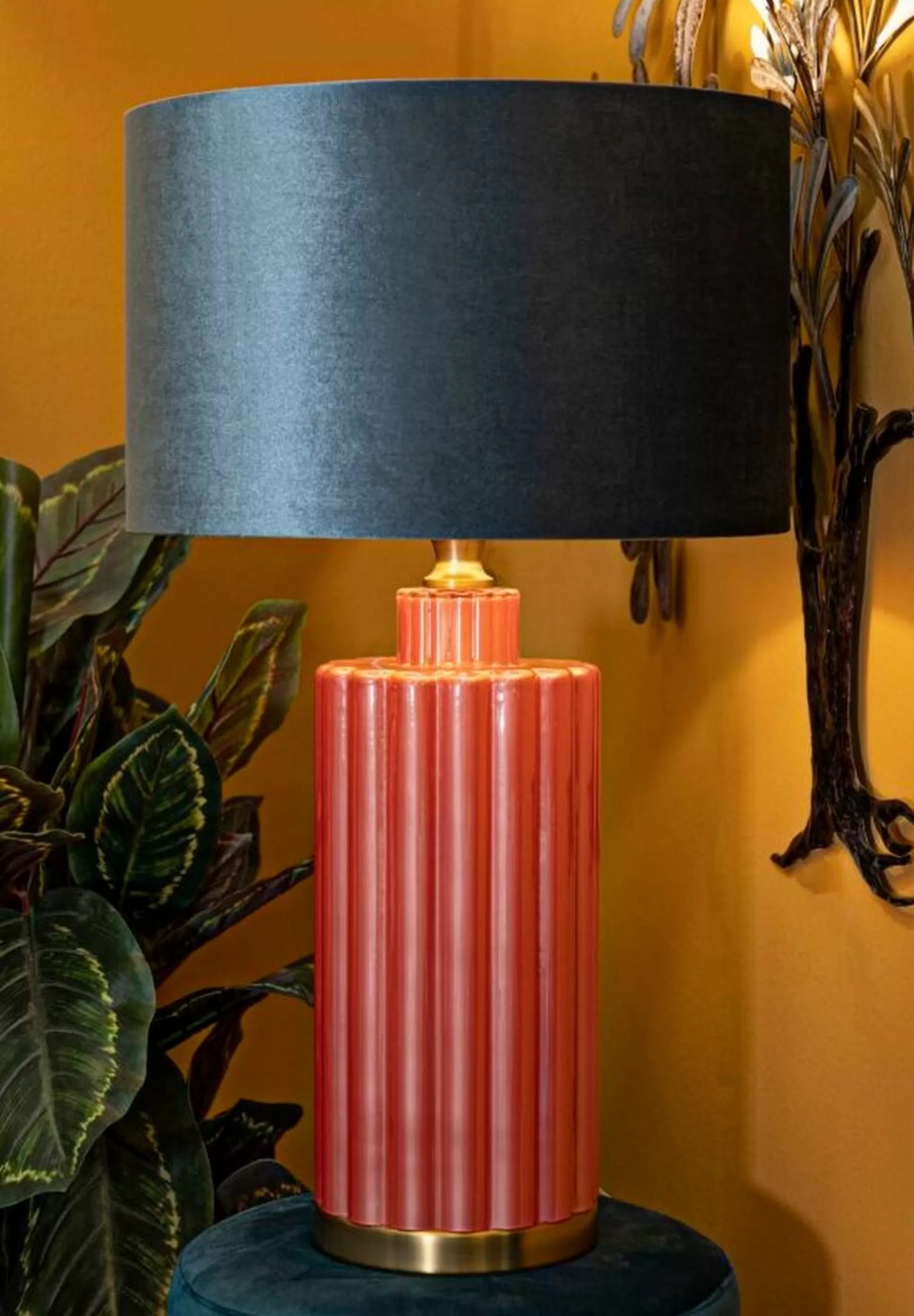 Dmora Lampade Da Tavolo<Lampada da tavolo Cosentino, 40x40 h70 cm, Rosso e Blu