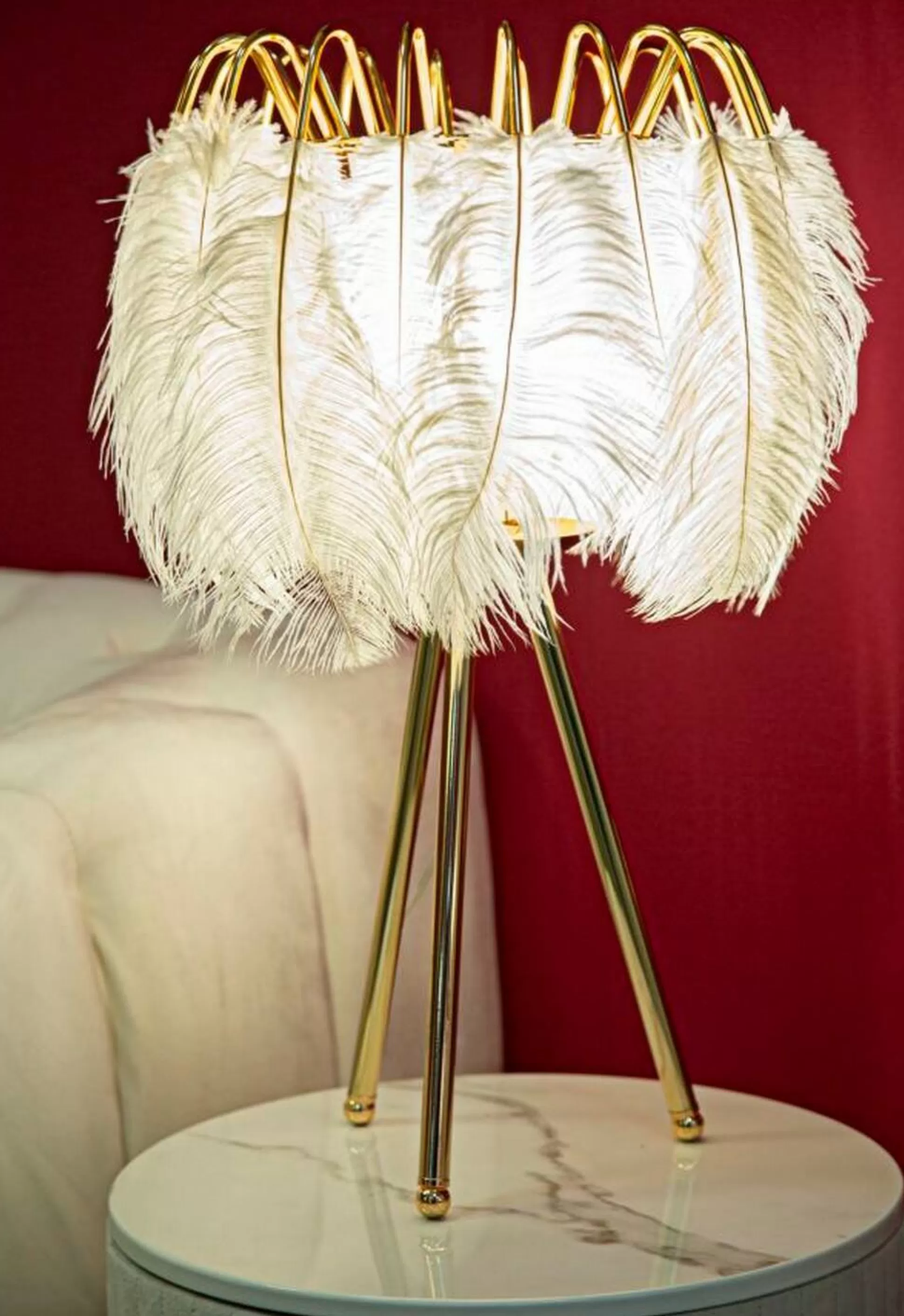 Dmora Lampade Da Tavolo<Lampada da tavolo Estofado, 40x40 h60 cm, Bianco e Oro