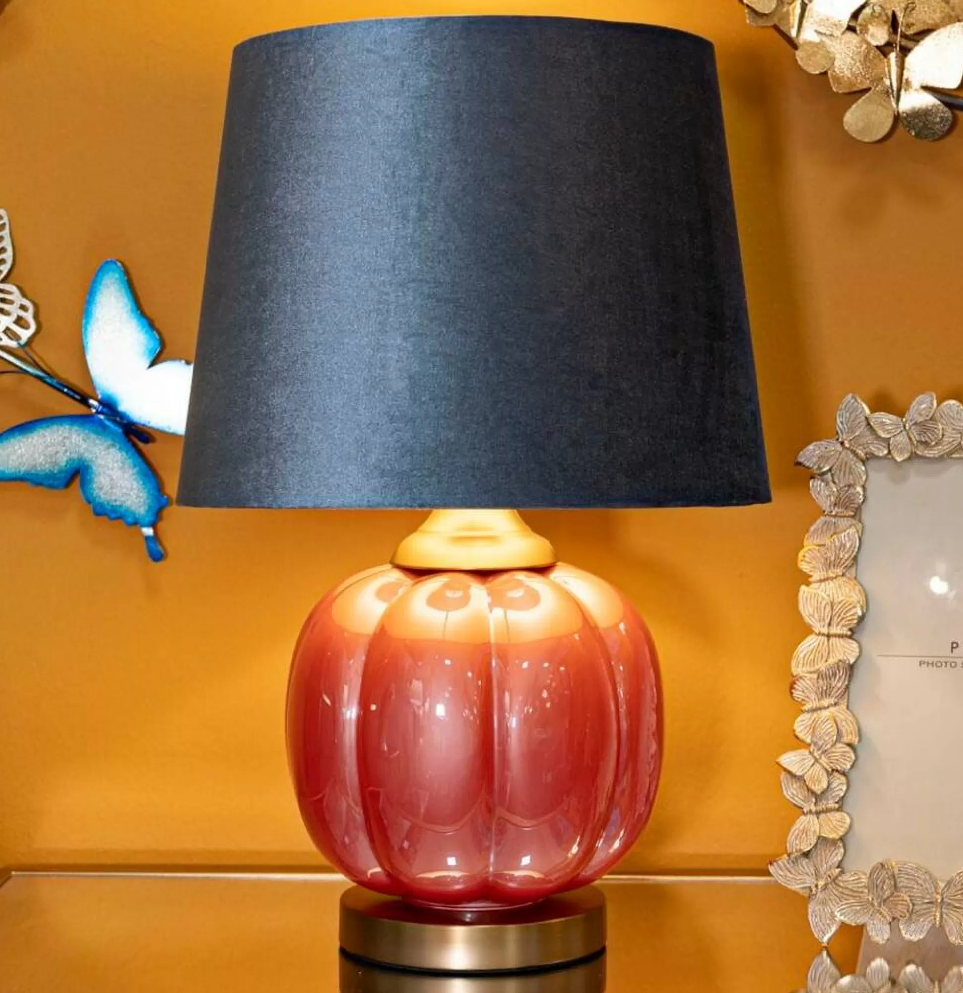 Dmora Lampade Da Tavolo<Lampada da tavolo Fibocchi, 33x33 h50 cm, Rosso e Blu