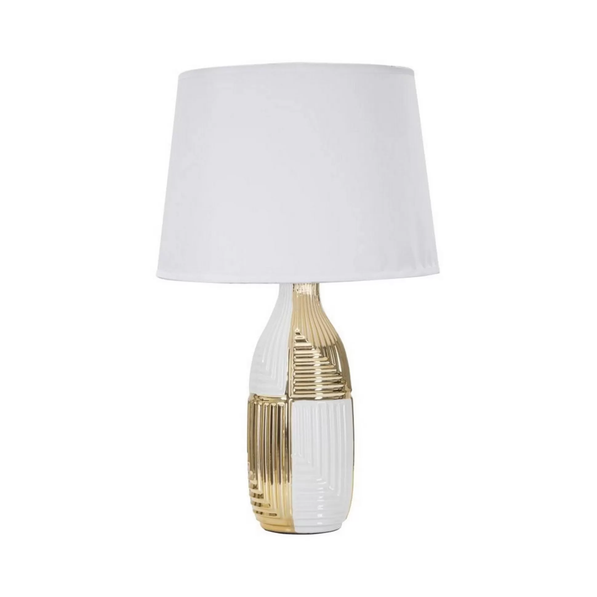 Dmora Lampade Da Tavolo<Lampada da tavolo Mondriam, Bianco e Oro, 33x33 h54 cm