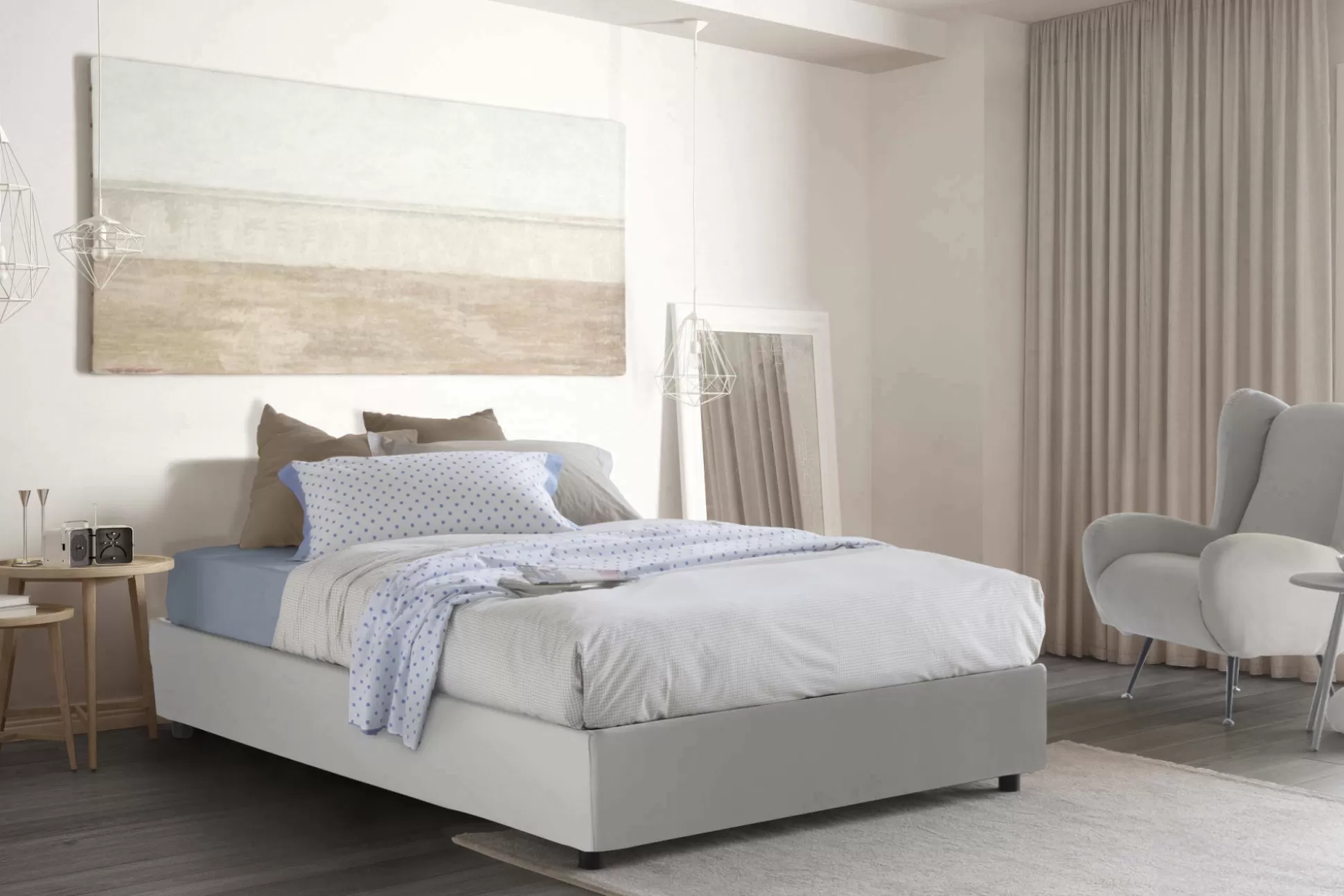 Dmora Letti Alla Francese<Letto alla francese Aladino, adatto per materasso Cm 140x190,