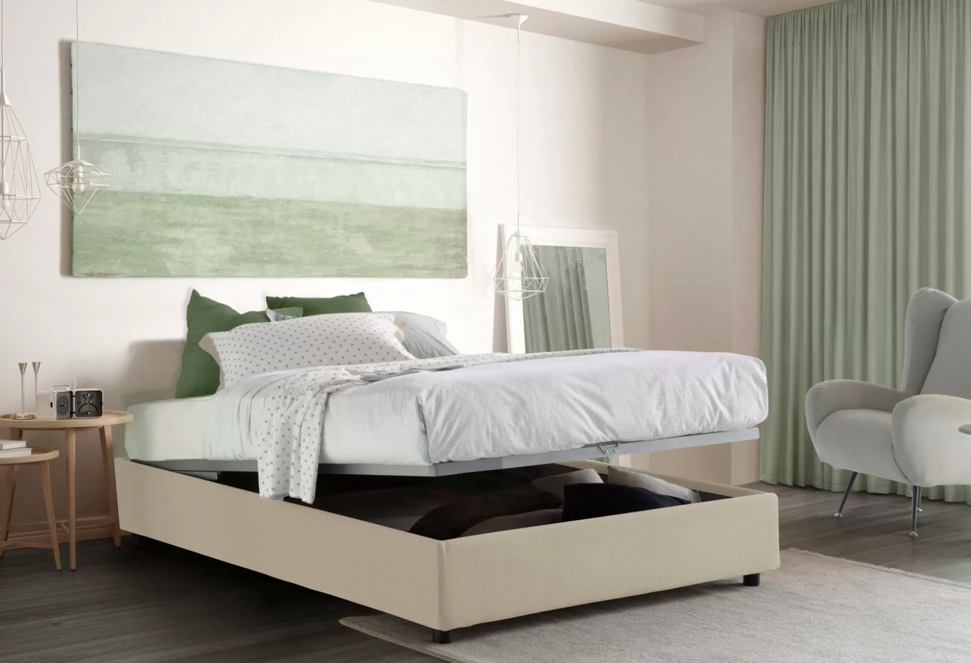 Dmora Letti Alla Francese<Letto alla francese Alaksir, con materasso Cm 140x200 incluso,