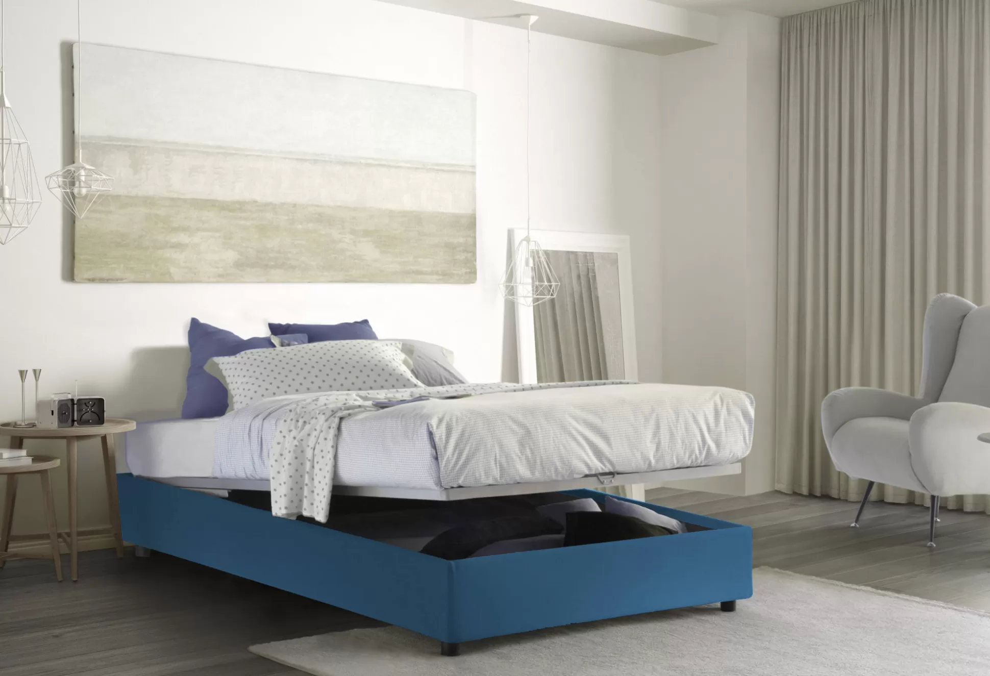 Dmora Letti Alla Francese<Letto alla francese Alaksir, con materasso Cm 140x200 incluso,
