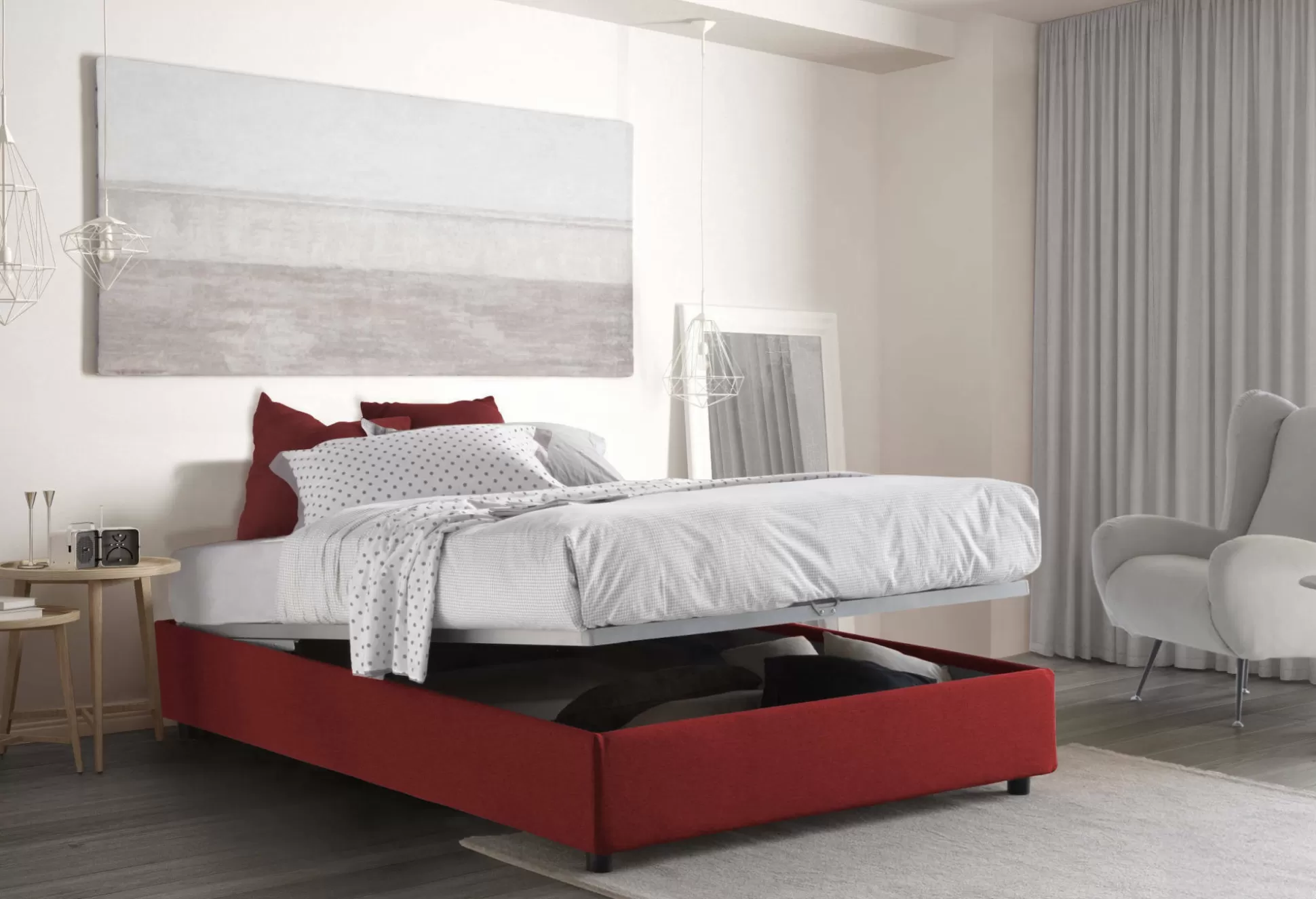Dmora Letti Alla Francese<Letto alla francese Alaksir, con materasso Cm 140x200 incluso,