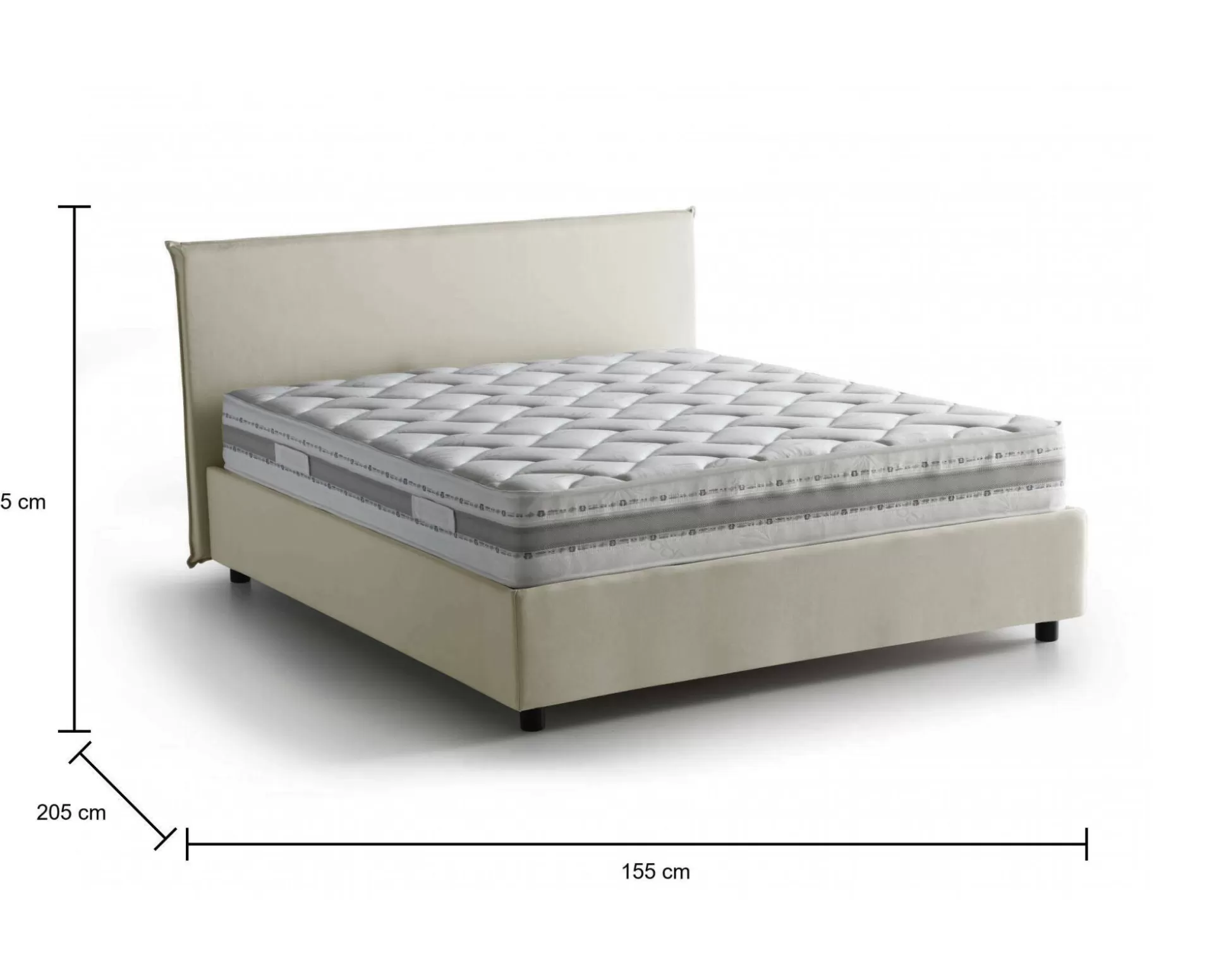 Dmora Letti Alla Francese<Letto alla francese Alion, con materasso Cm 140x190 incluso,