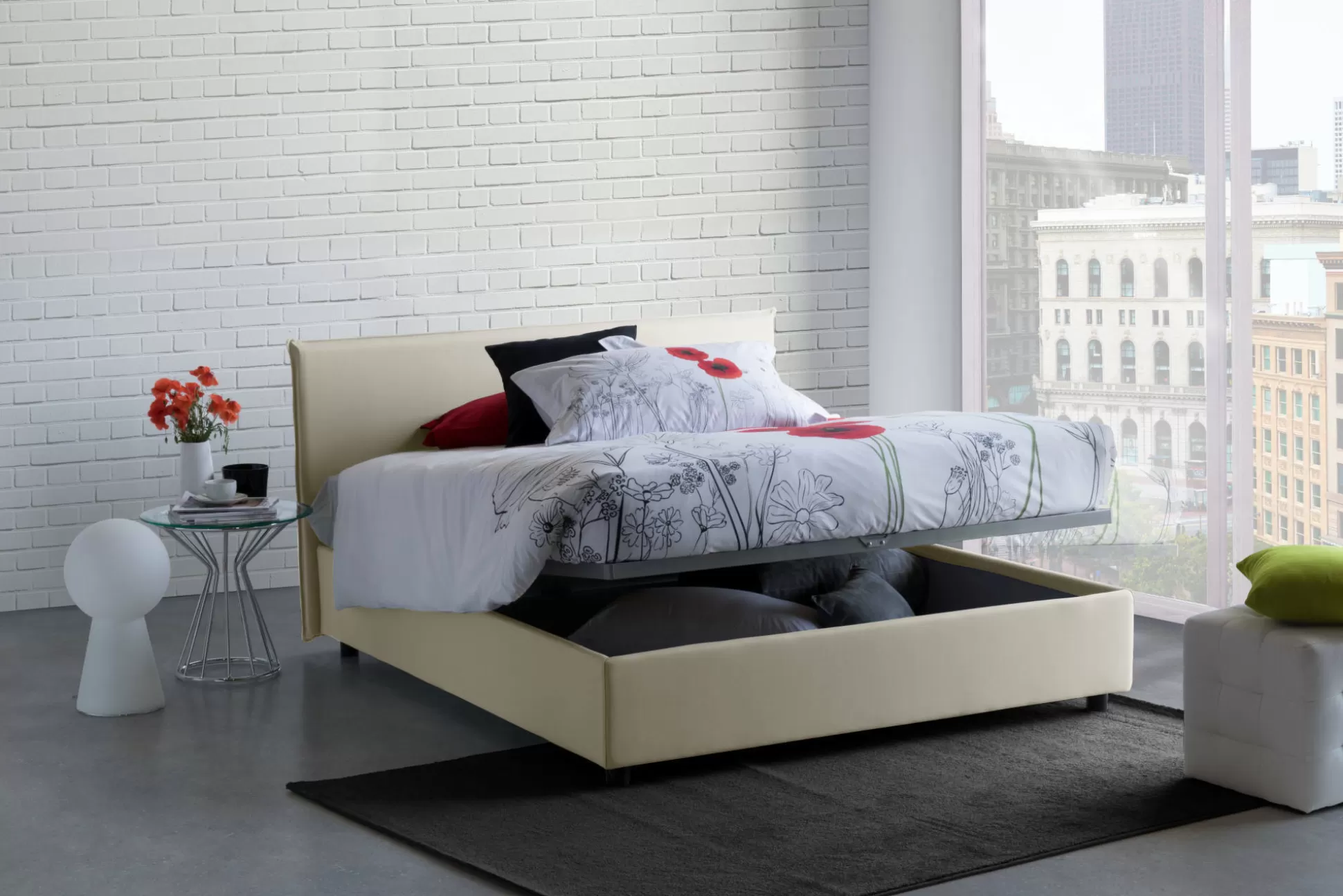 Dmora Letti Alla Francese<Letto alla francese Alion, con materasso Cm 140x190 incluso,