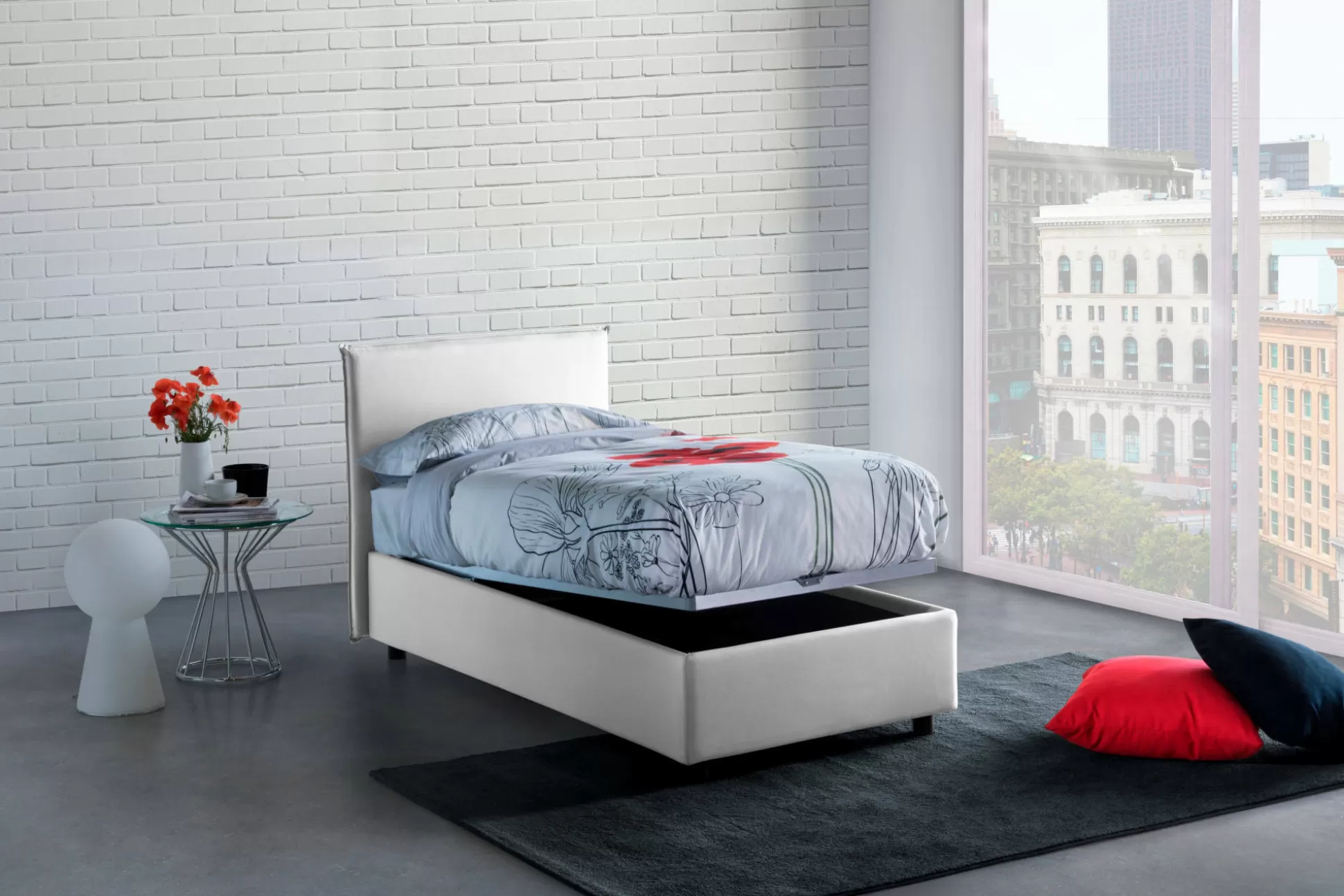 Dmora Letti Alla Francese<Letto alla francese Alion, con materasso Cm 140x190 incluso,