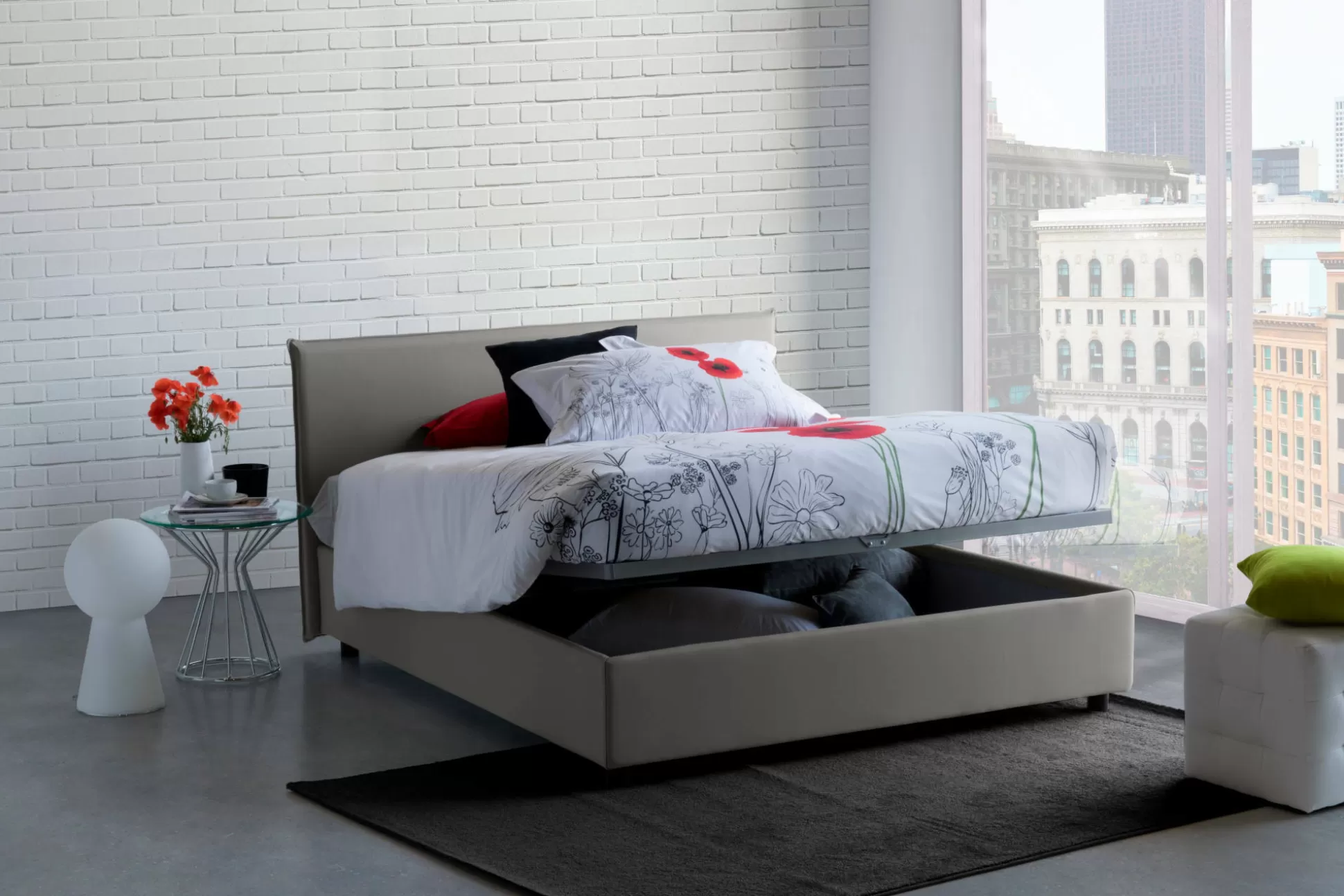 Dmora Letti Alla Francese<Letto alla francese Alion, con materasso Cm 140x190 incluso,