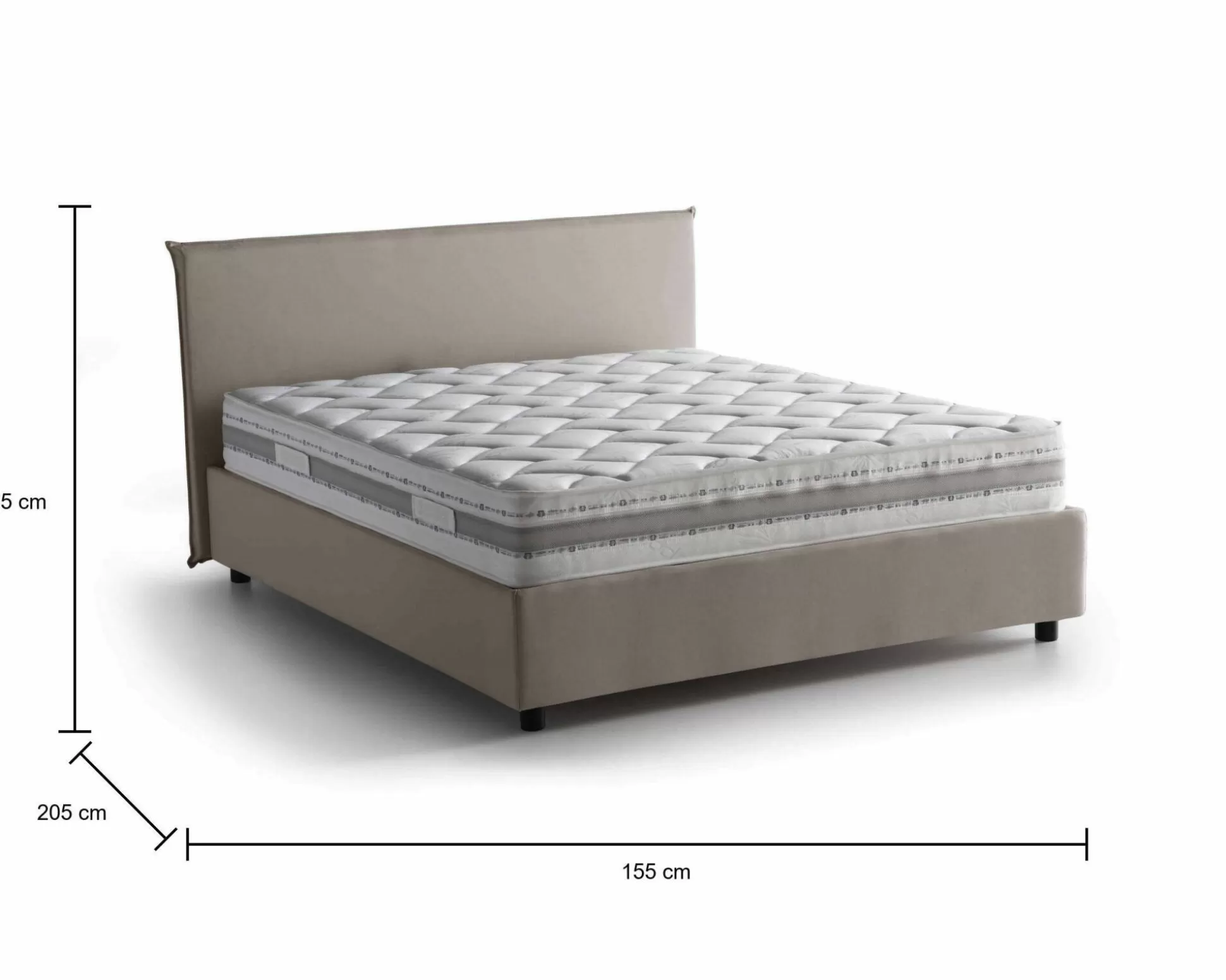 Dmora Letti Alla Francese<Letto alla francese Alion, con materasso Cm 140x190 incluso,