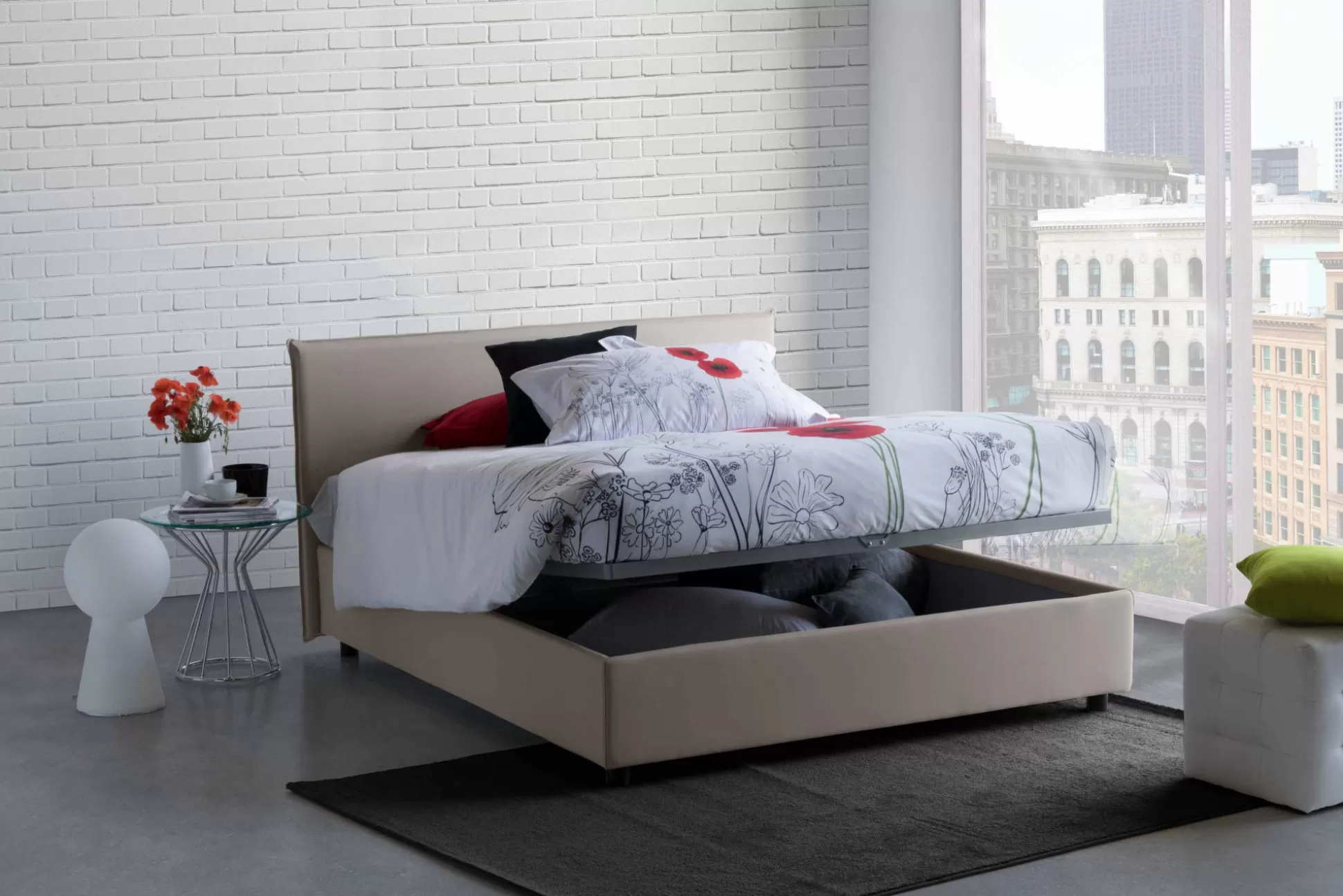 Dmora Letti Alla Francese<Letto alla francese Alion, con materasso Cm 140x190 incluso,