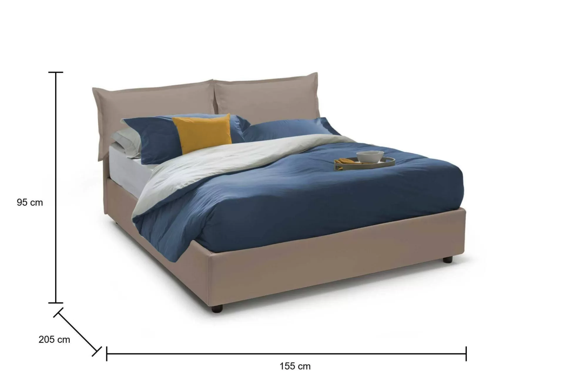 Dmora Letti Alla Francese<Letto alla francese Amelh, adatto per materasso Cm 140x190,