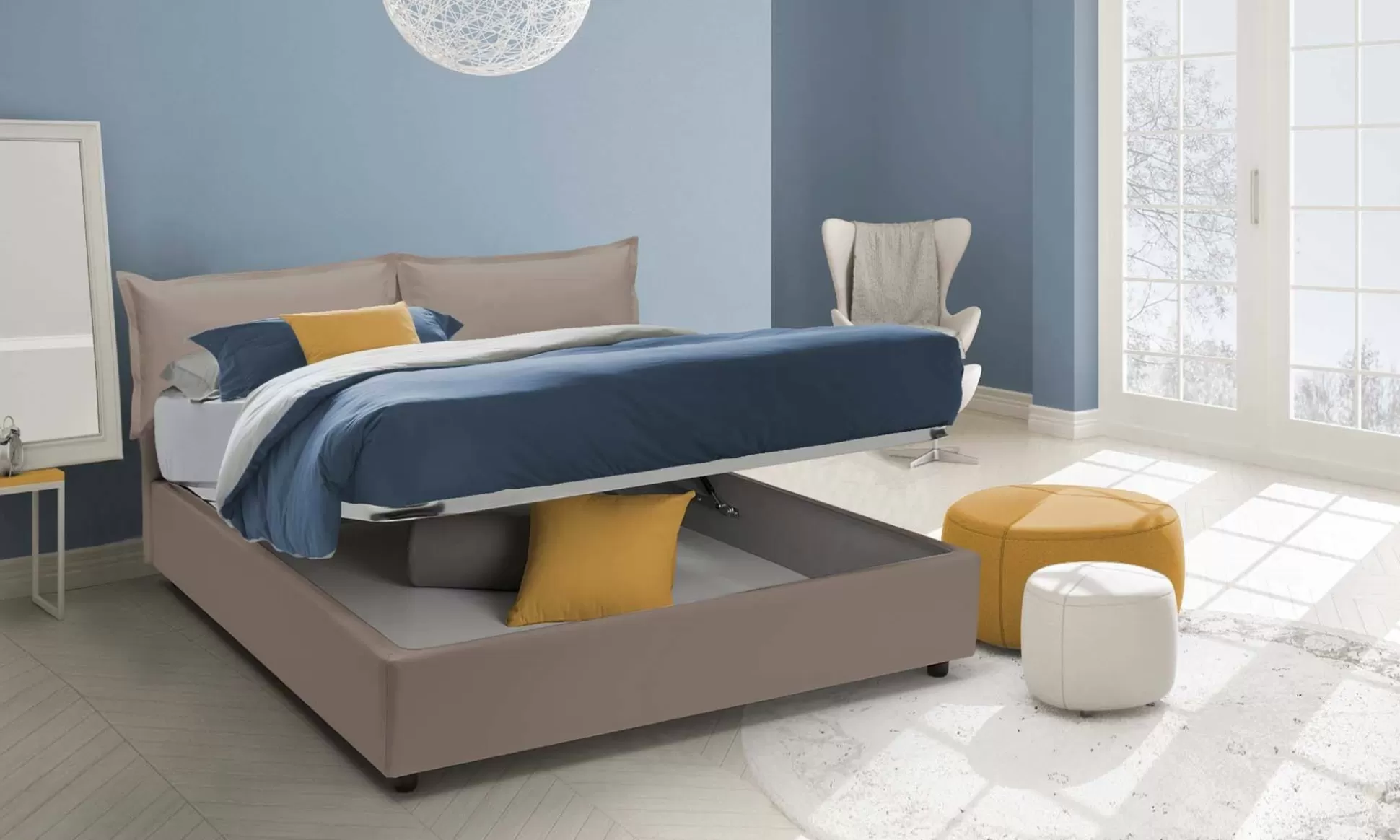 Dmora Letti Alla Francese<Letto alla francese Amelh, adatto per materasso Cm 140x190,