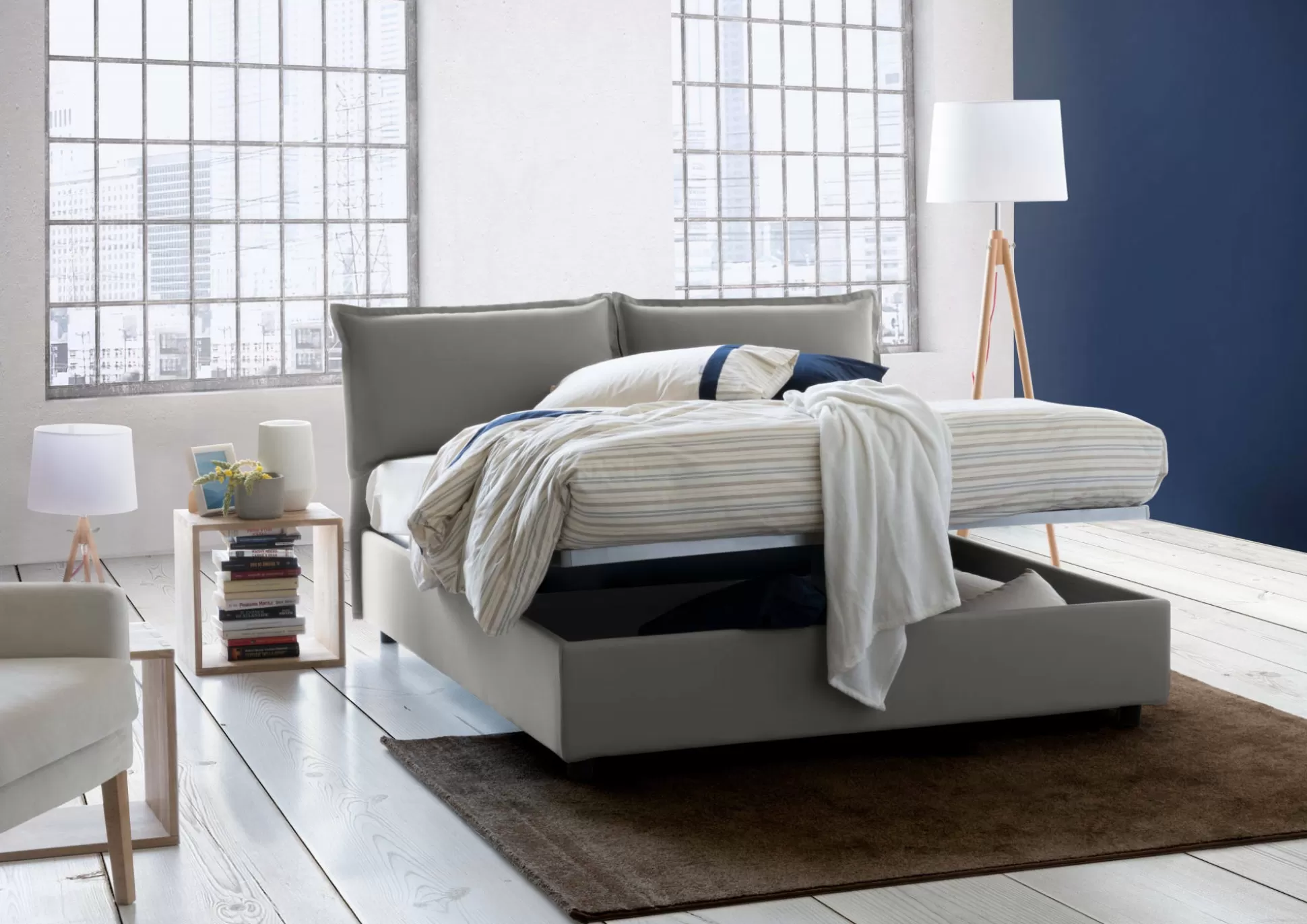 Dmora Letti Alla Francese<Letto alla francese Arden, con materasso Cm 140x190 incluso,
