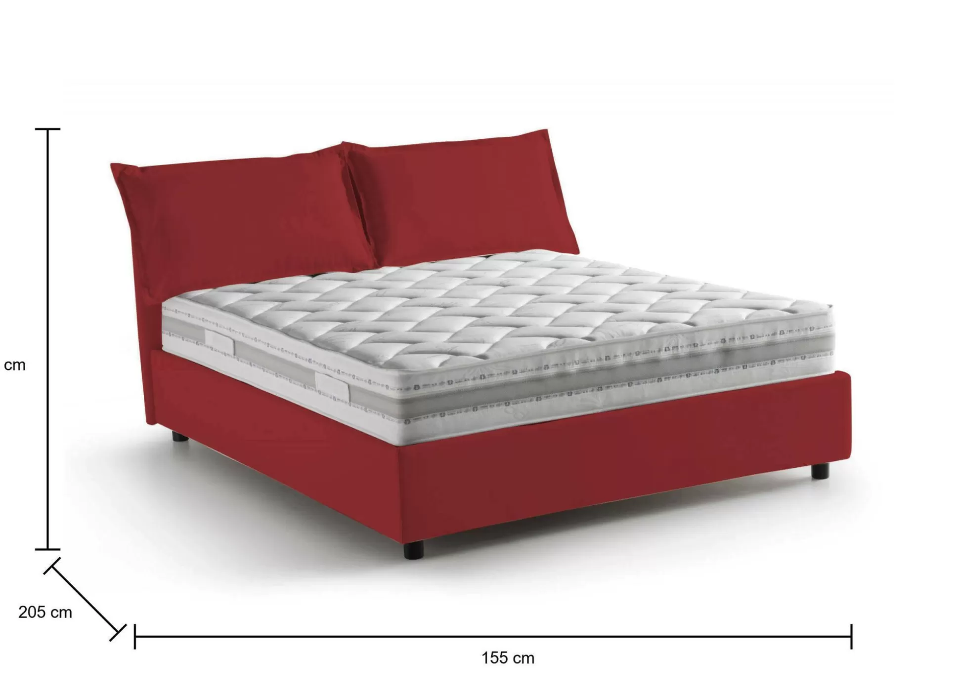 Dmora Letti Alla Francese<Letto alla francese Arden, con materasso Cm 140x190 incluso,