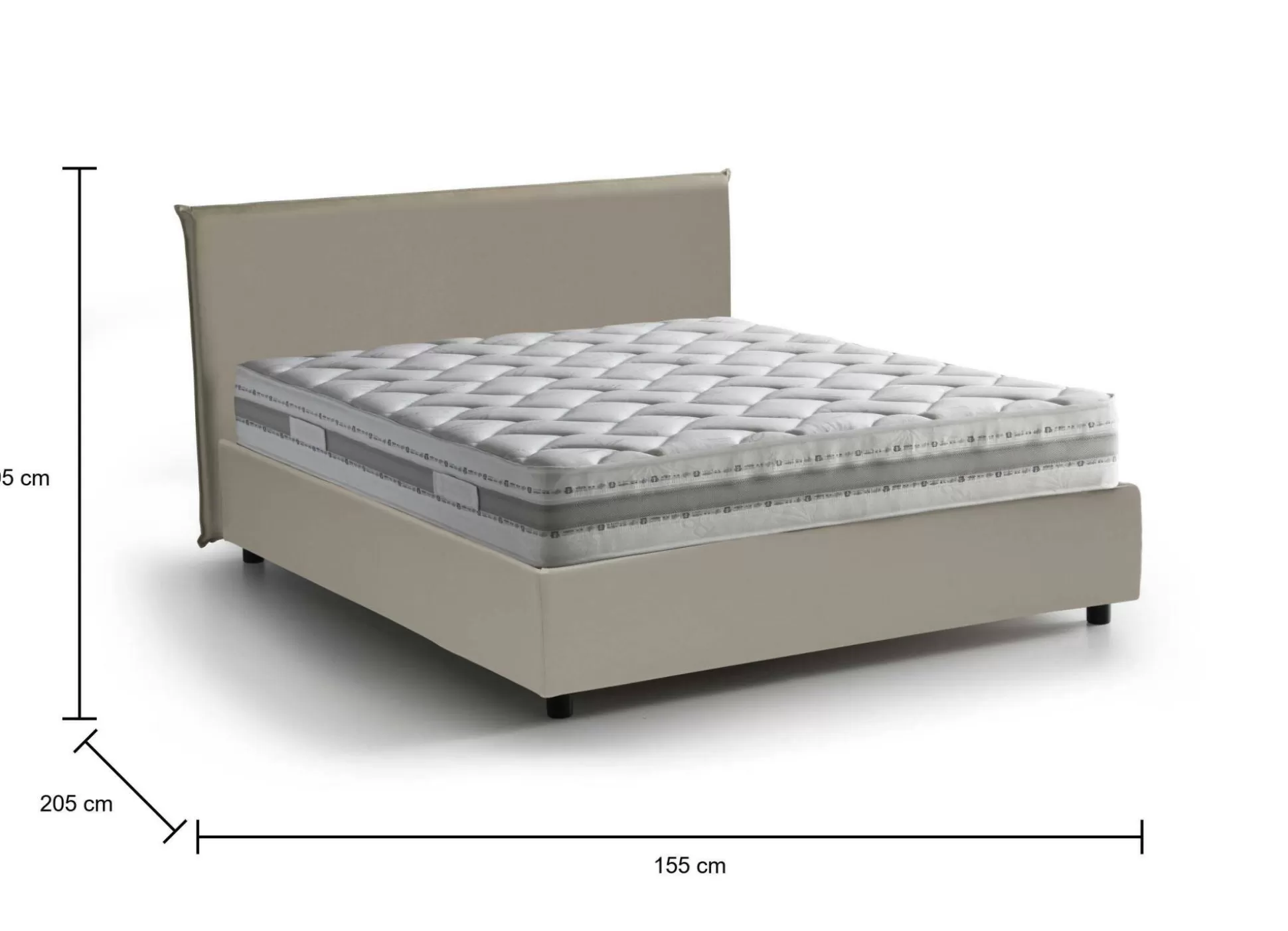 Dmora Letti Alla Francese<Letto alla francese Argain, con materasso Cm 140x190 incluso,