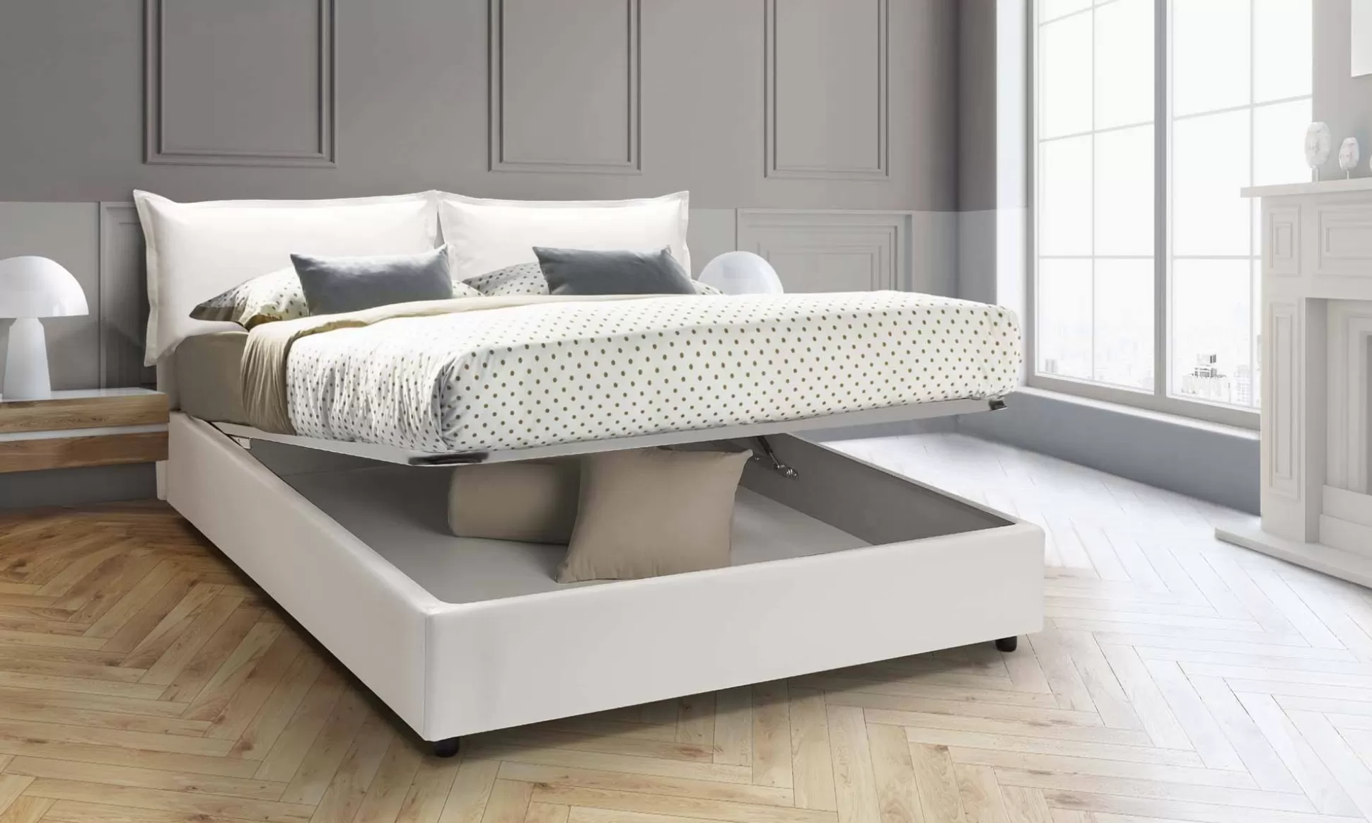 Dmora Letti Alla Francese<Letto alla francese Arry, con materasso Cm 140x200 incluso,