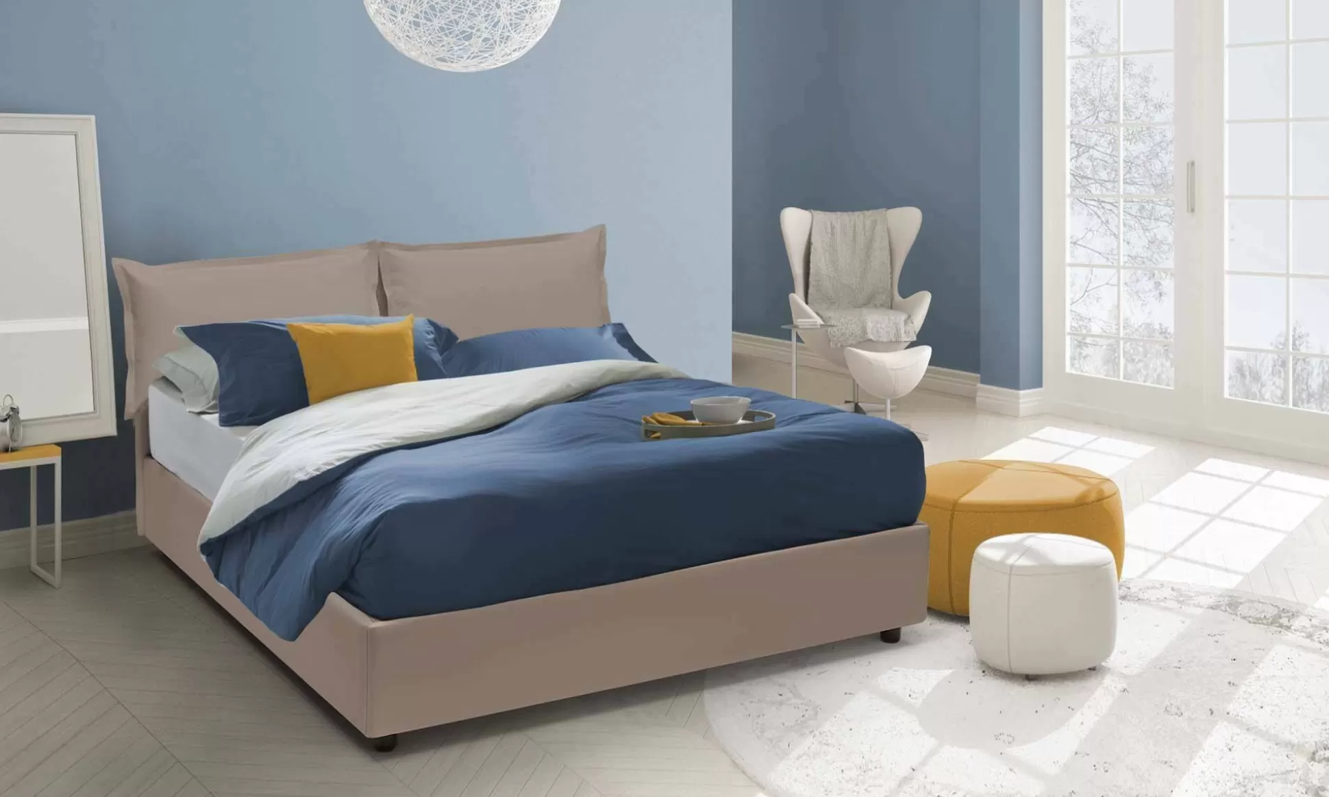 Dmora Letti Alla Francese<Letto alla francese Arry, con materasso Cm 140x200 incluso,